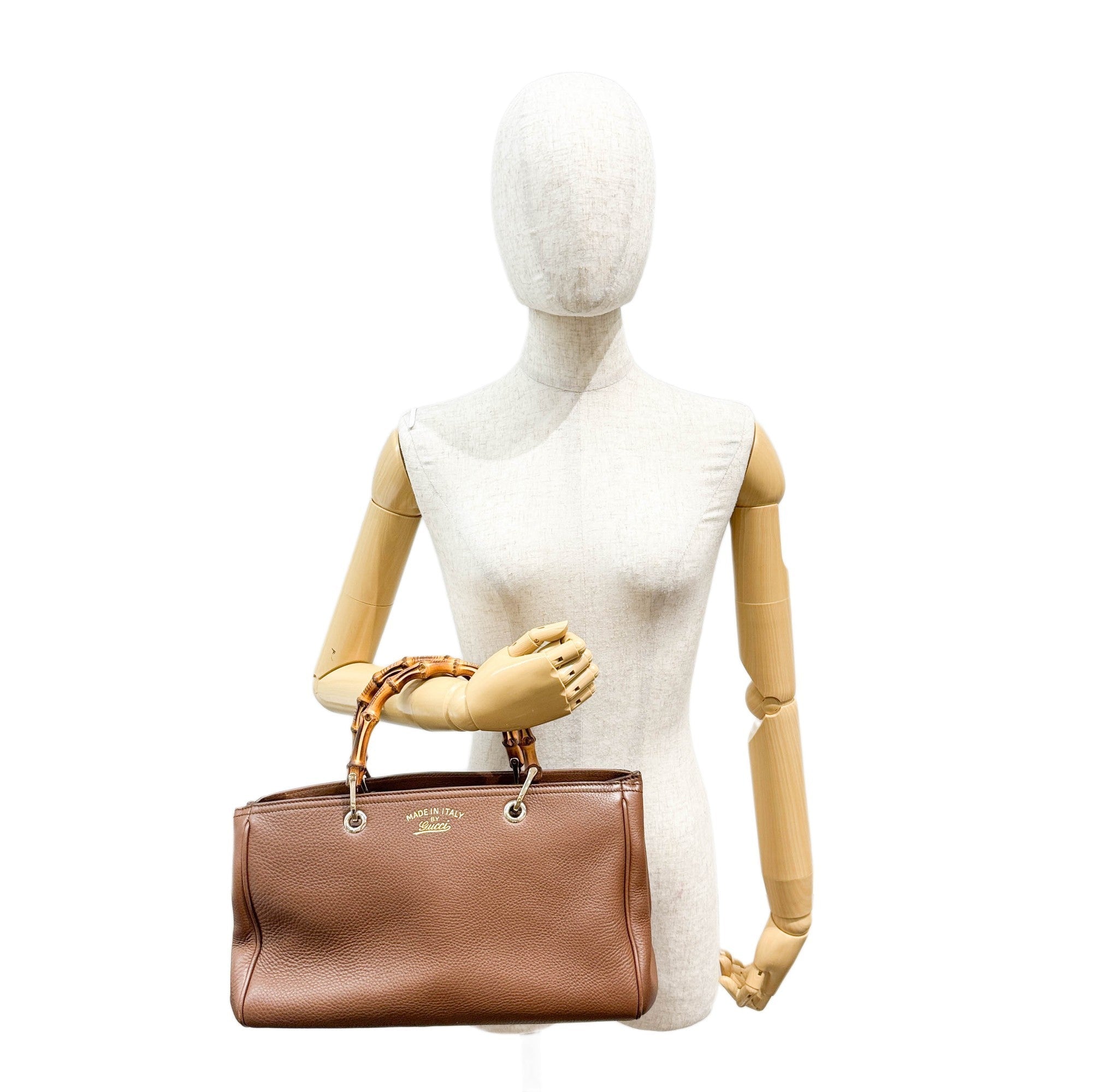 Bamboo Brown Leather Hand Bag