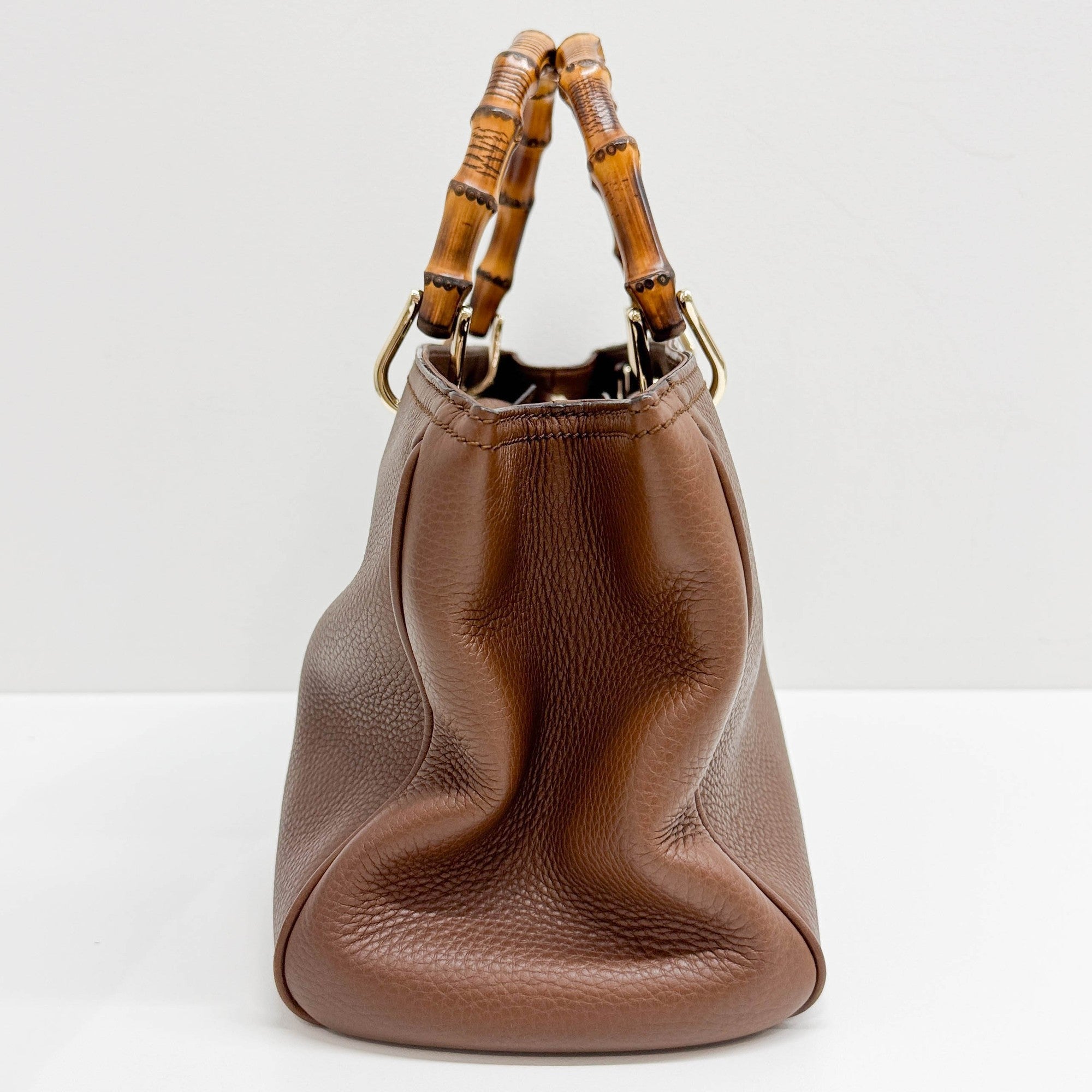 Bamboo Brown Leather Hand Bag