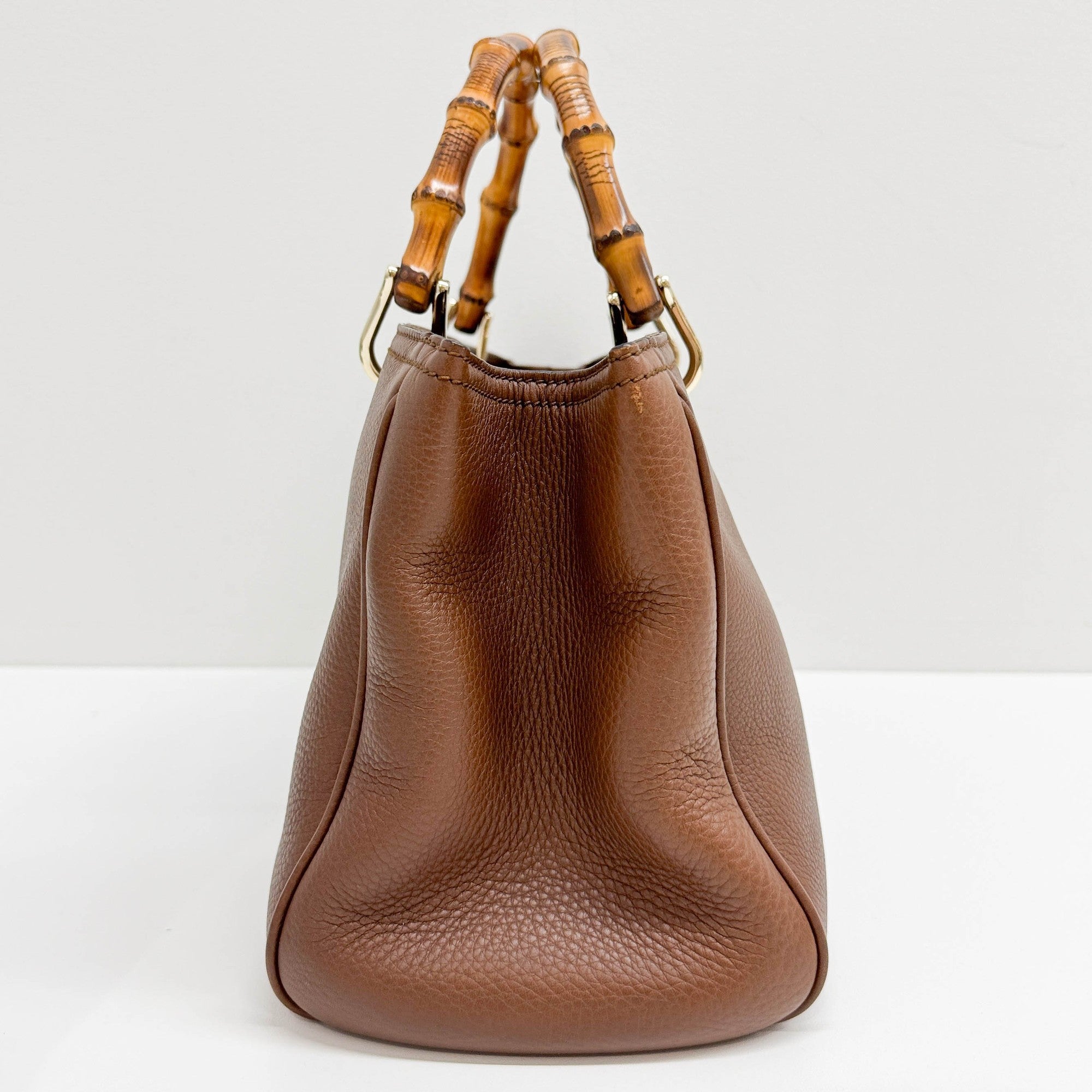 Bamboo Brown Leather Hand Bag