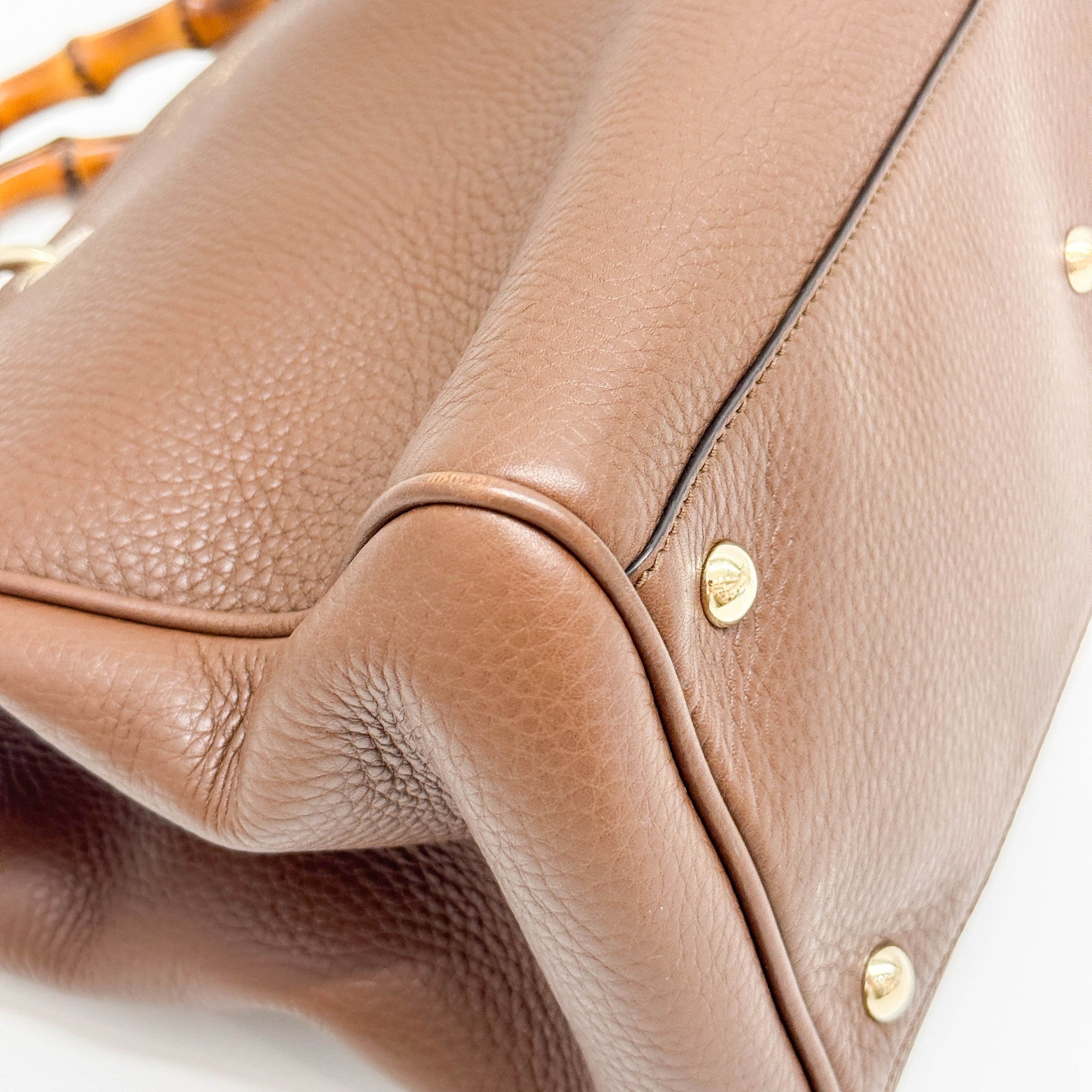 Bamboo Brown Leather Hand Bag