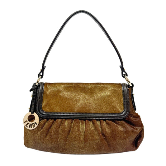 Chef Brown & Gold Pony Hair Shoulder Bag