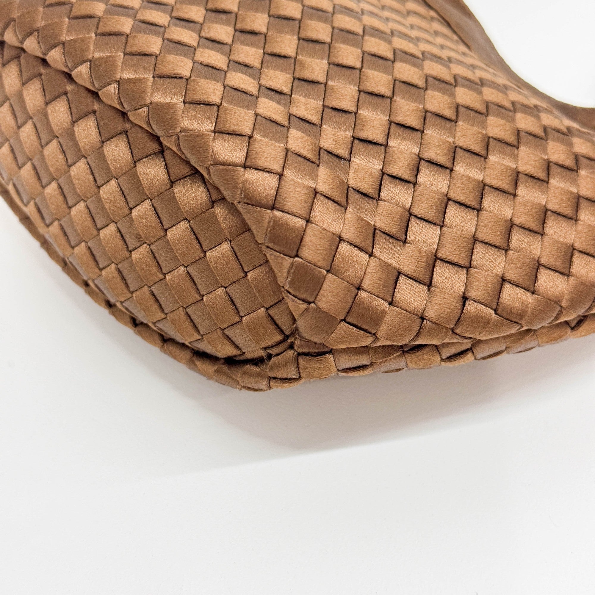 Intrecciato Brown Satin Hand Bag