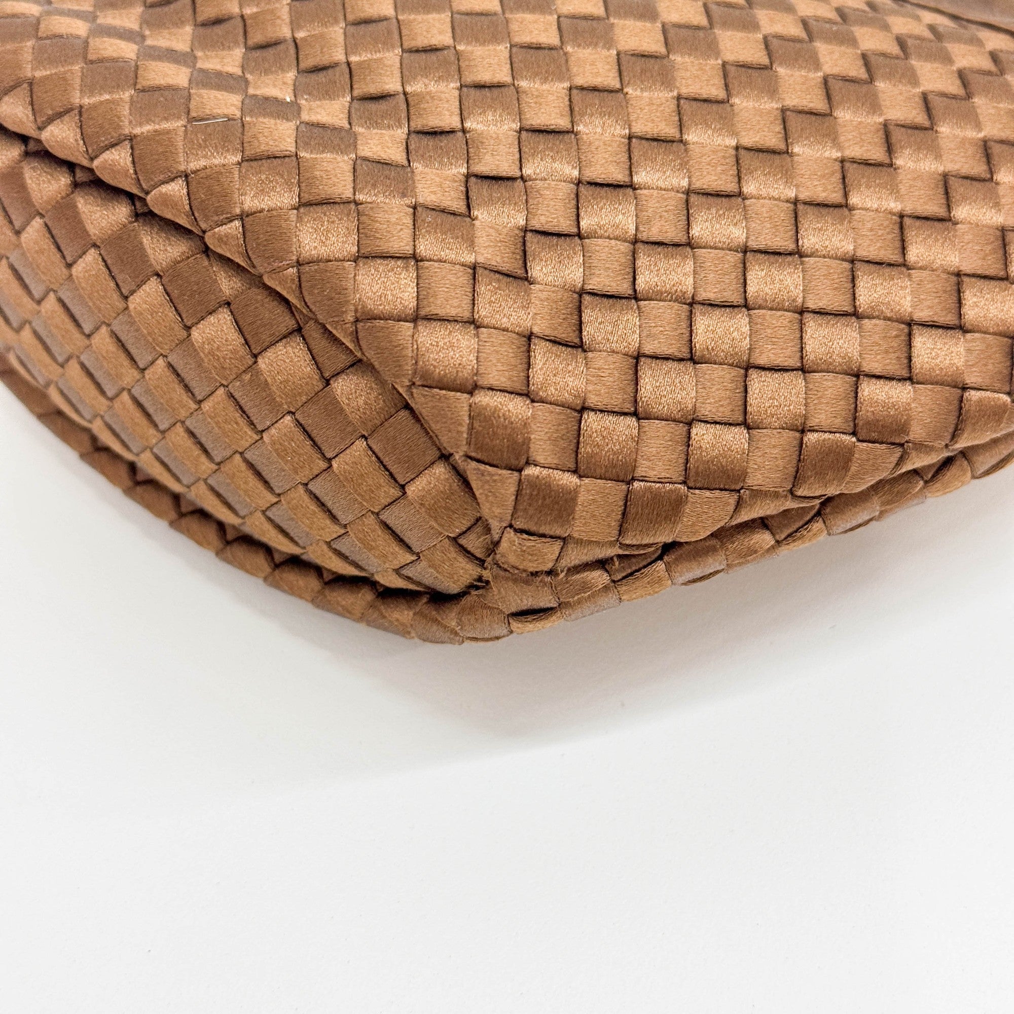 Intrecciato Brown Satin Hand Bag