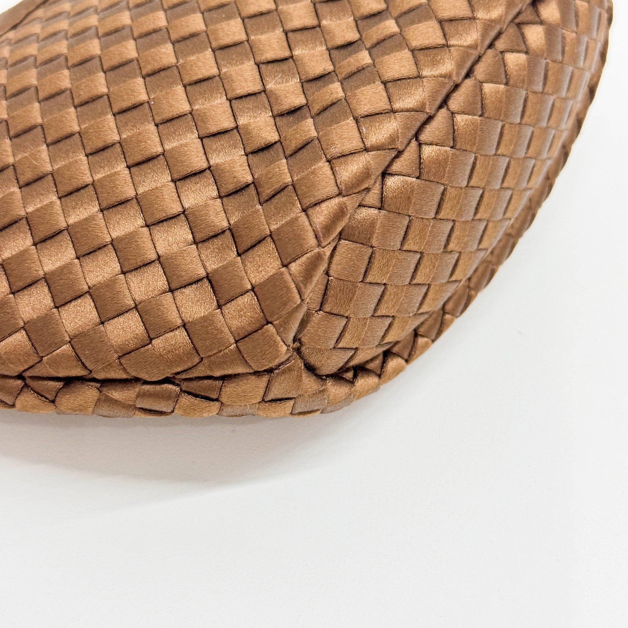 Intrecciato Brown Satin Hand Bag