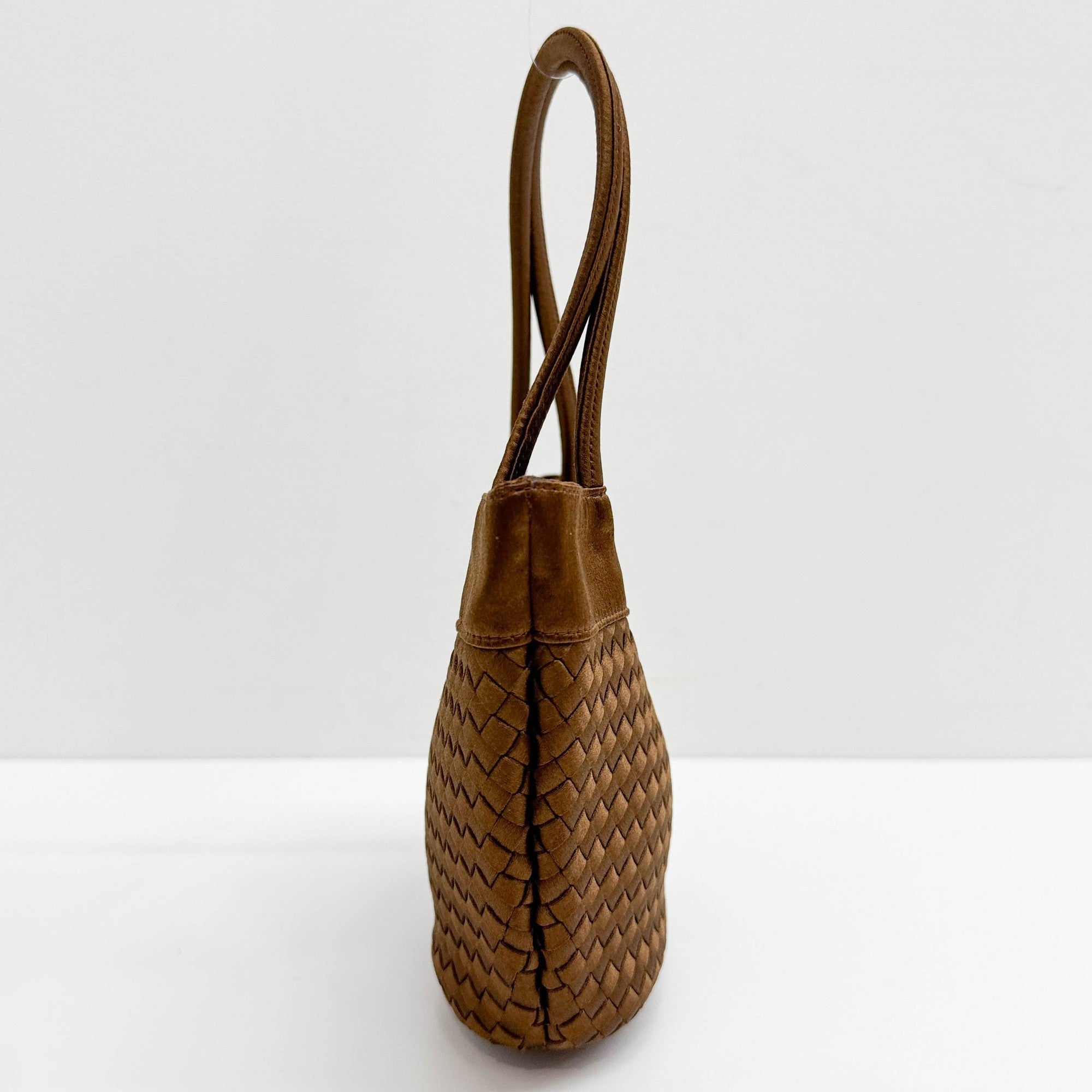 Intrecciato Brown Satin Hand Bag