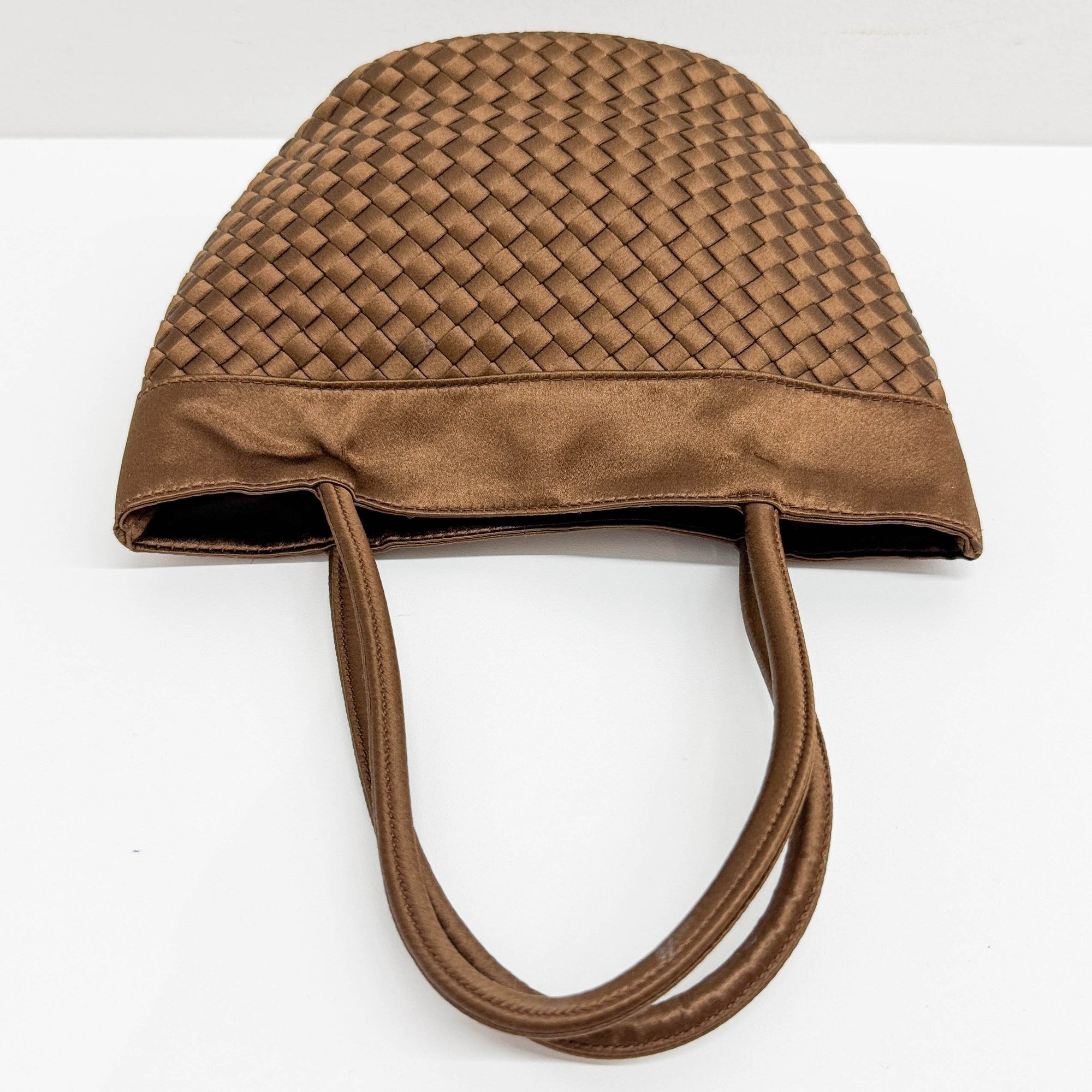 Intrecciato Brown Satin Hand Bag