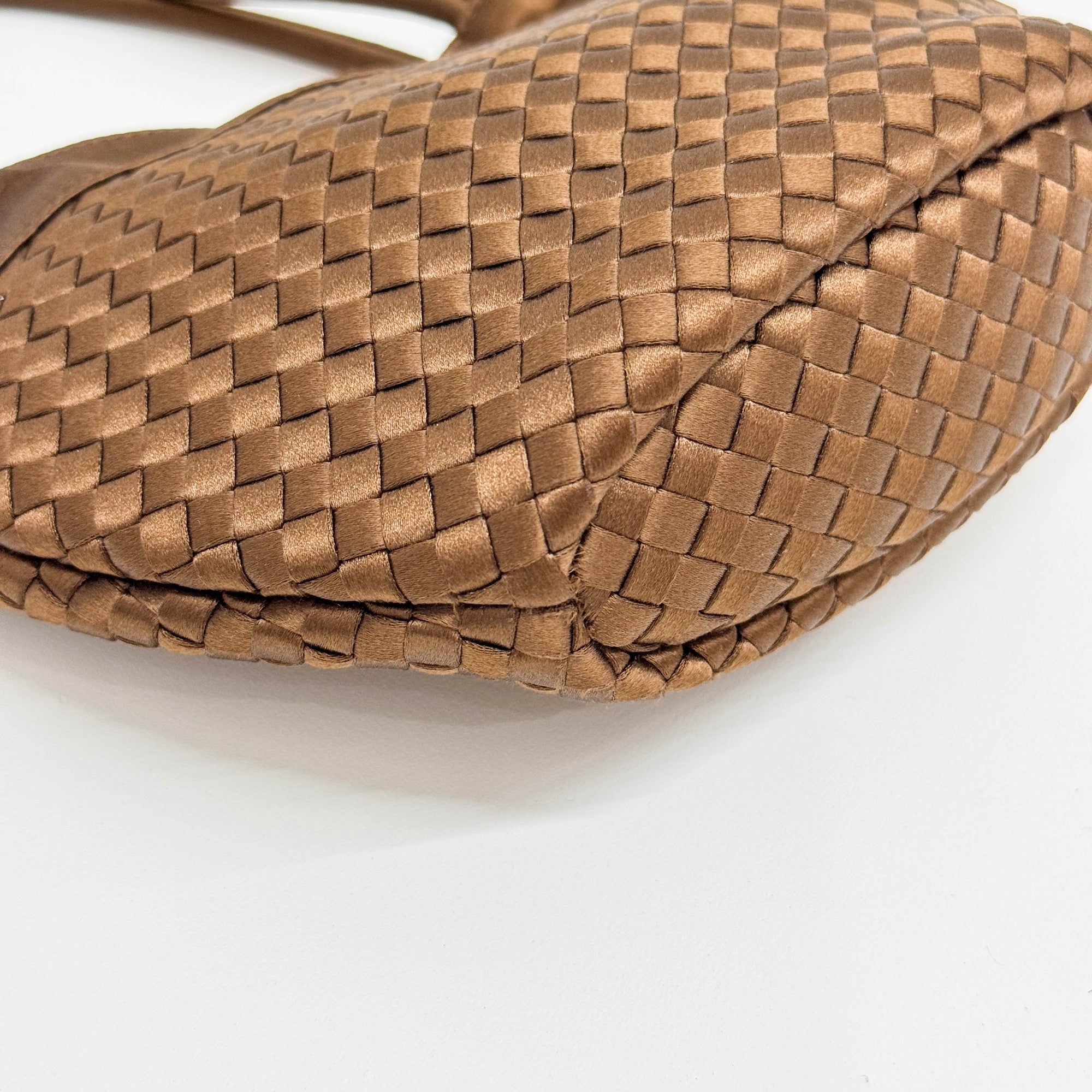 Intrecciato Brown Satin Hand Bag