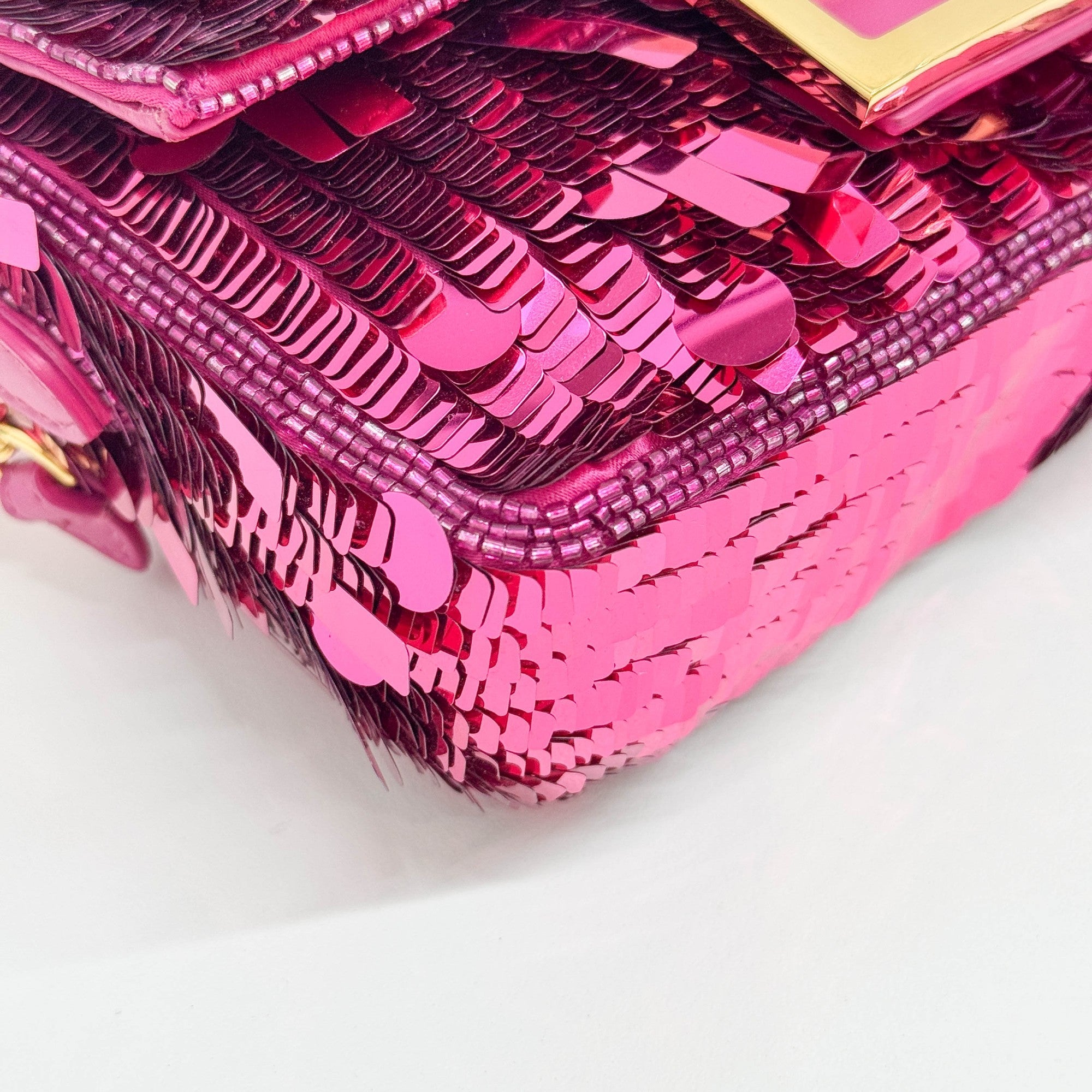 Mini Baguette Hot Pink Sequin Two Way Bag