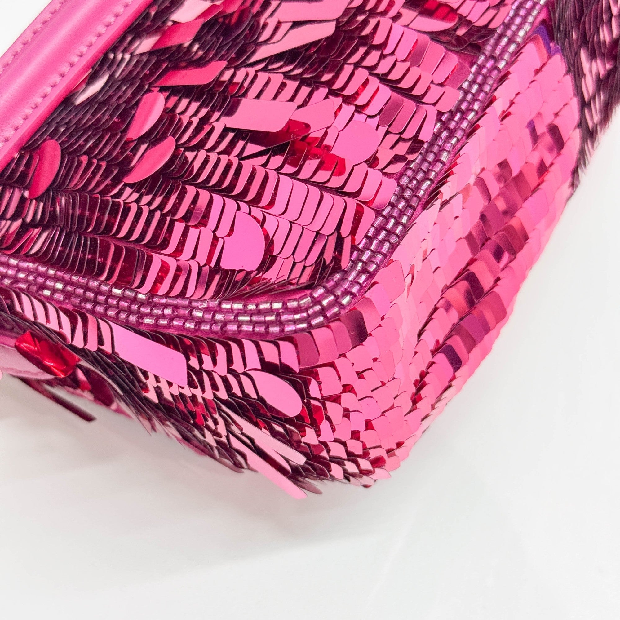Mini Baguette Hot Pink Sequin Two Way Bag