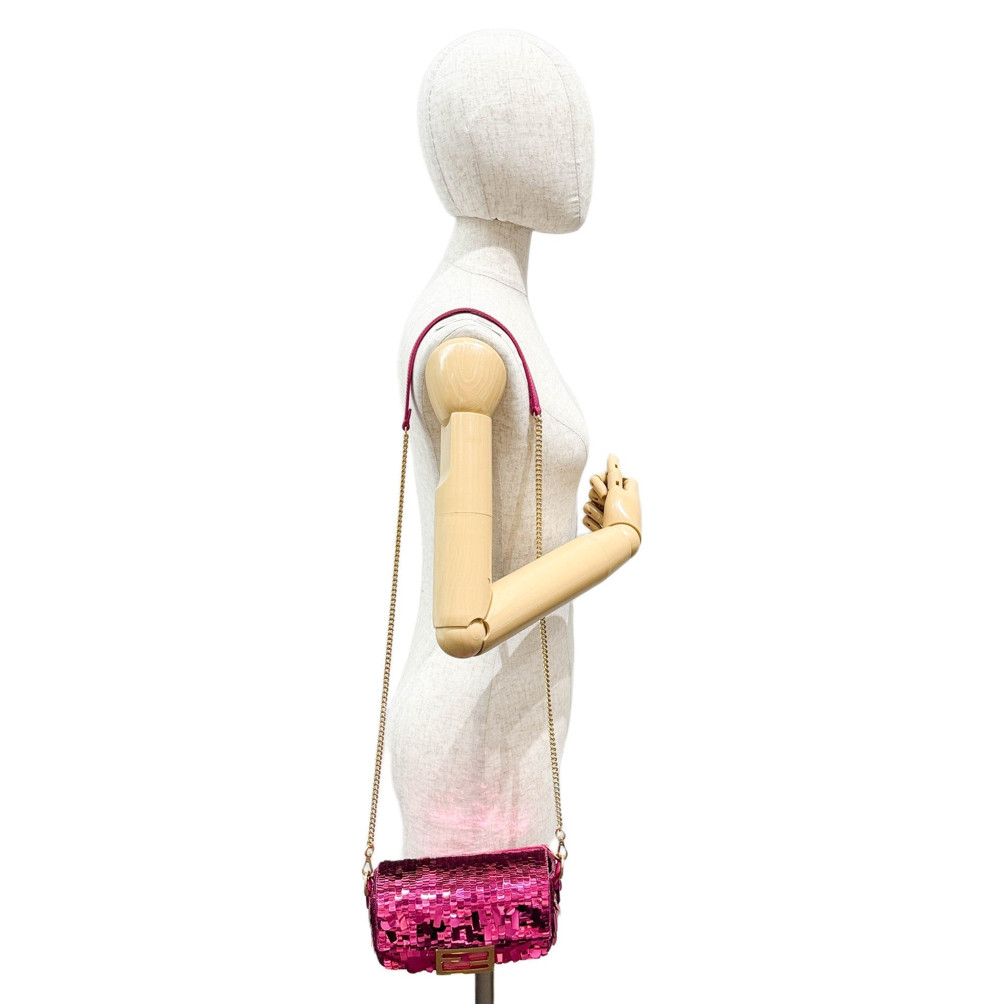 Mini Baguette Hot Pink Sequin Two Way Bag