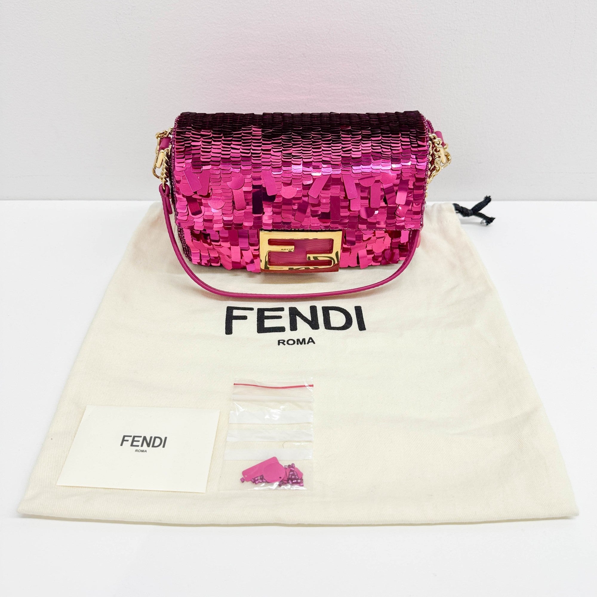 Mini Baguette Hot Pink Sequin Two Way Bag