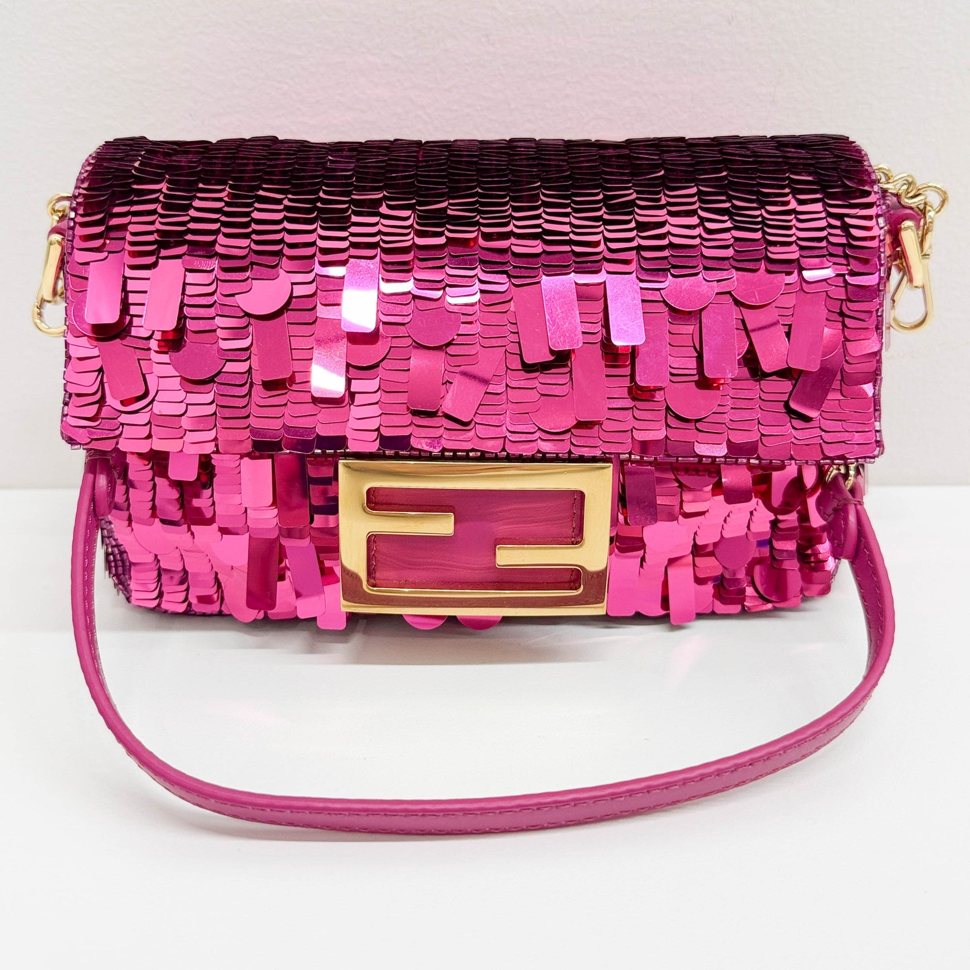 Mini Baguette Hot Pink Sequin Two Way Bag