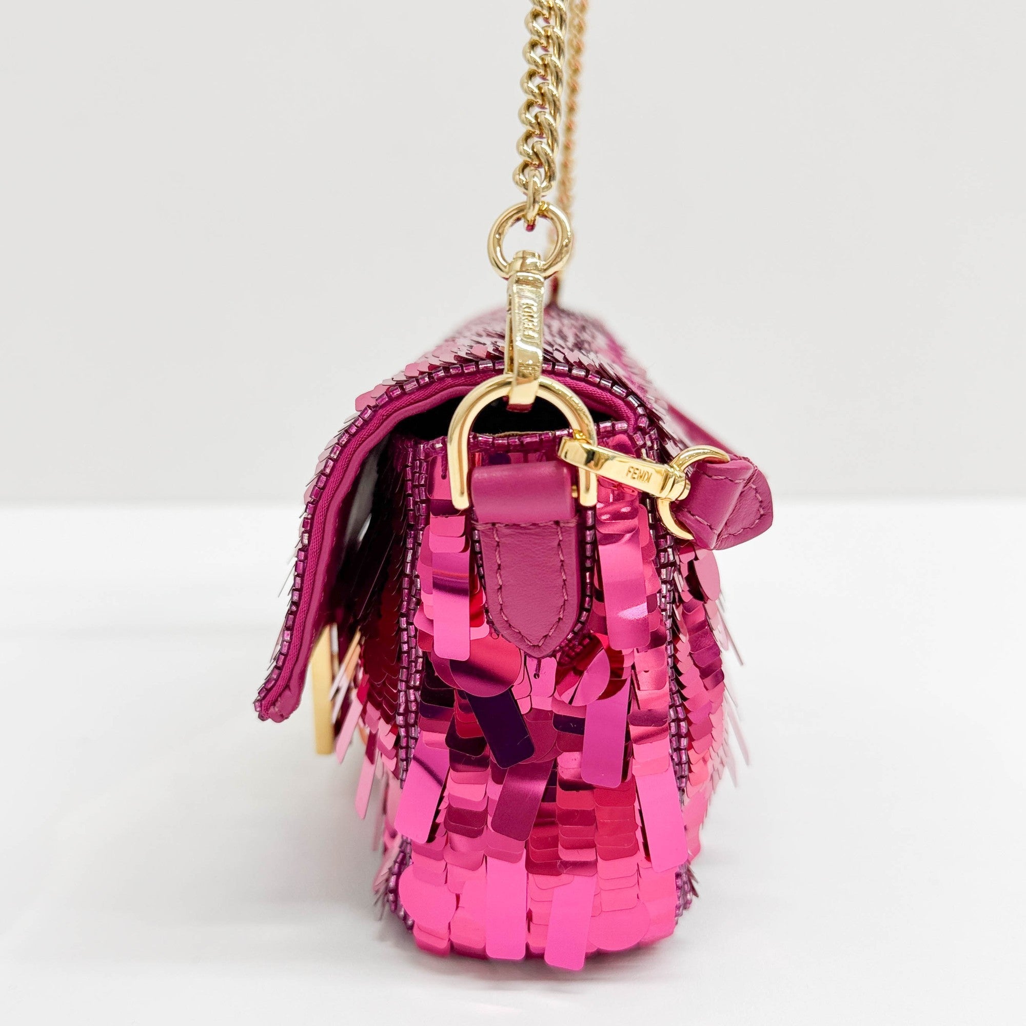 Mini Baguette Hot Pink Sequin Two Way Bag