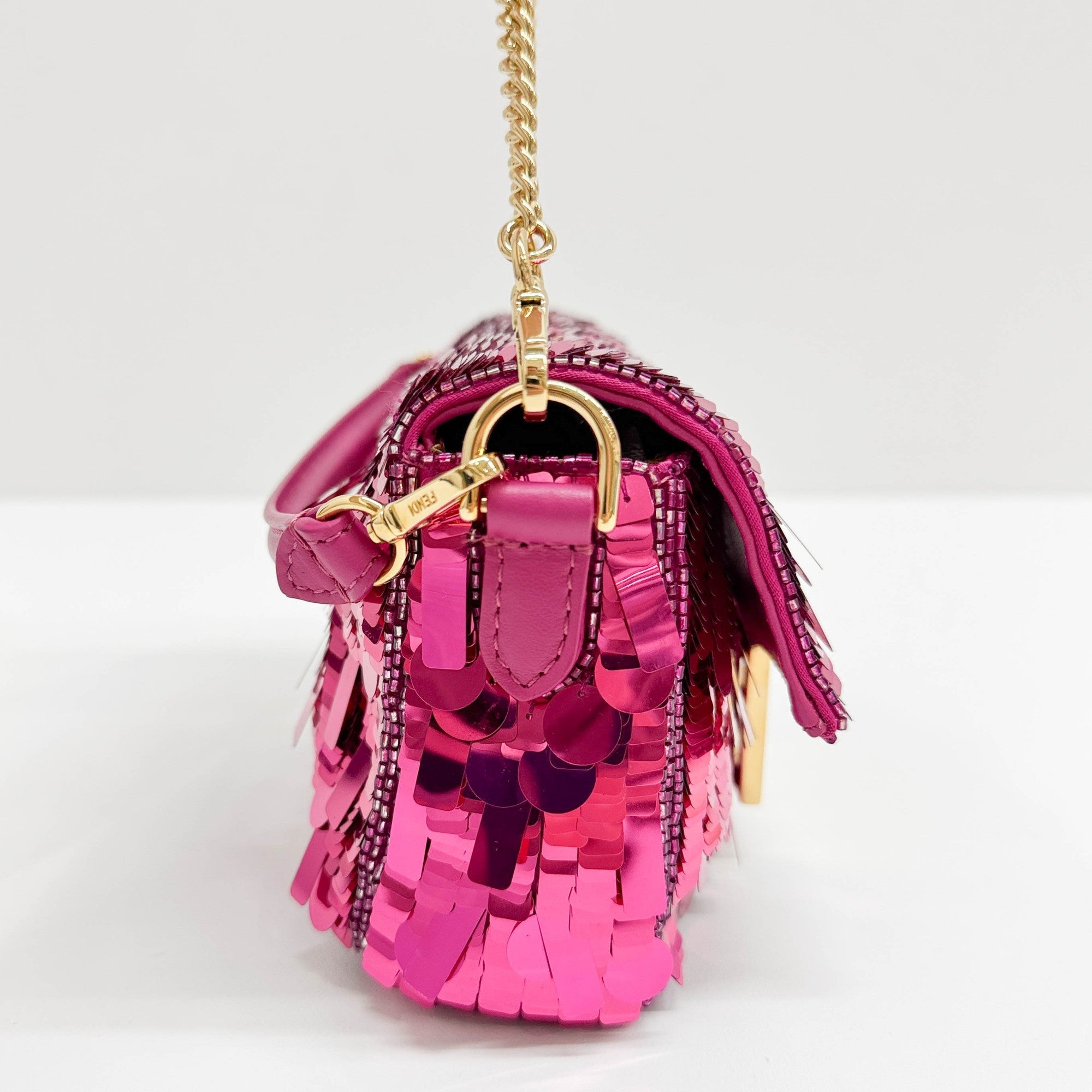 Mini Baguette Hot Pink Sequin Two Way Bag