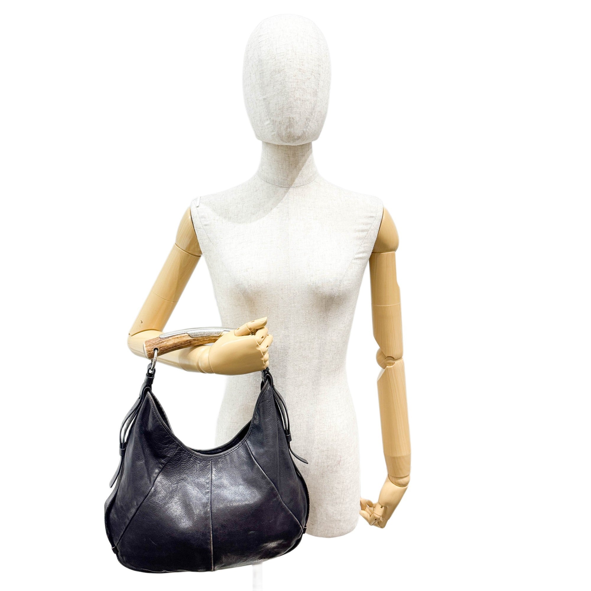 Mombasa Black Leather Shoulder Bag