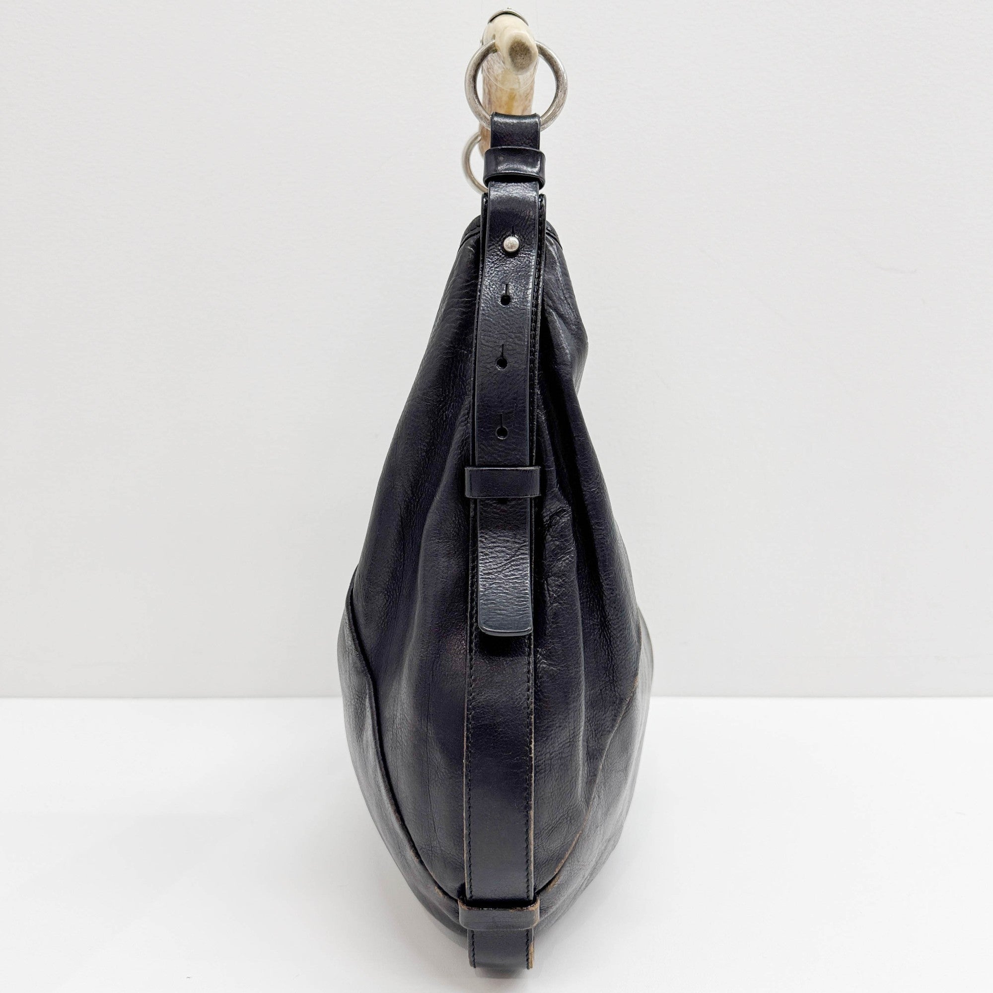 Mombasa Black Leather Shoulder Bag