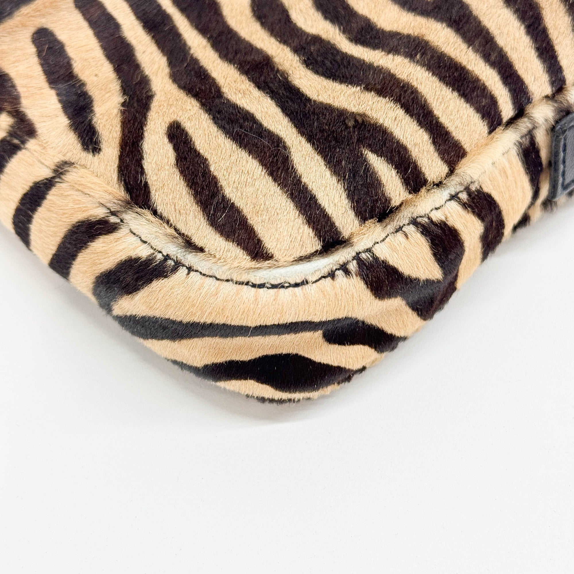 Baguette Brown Zebra Print Pony Hair Shoulder Bag