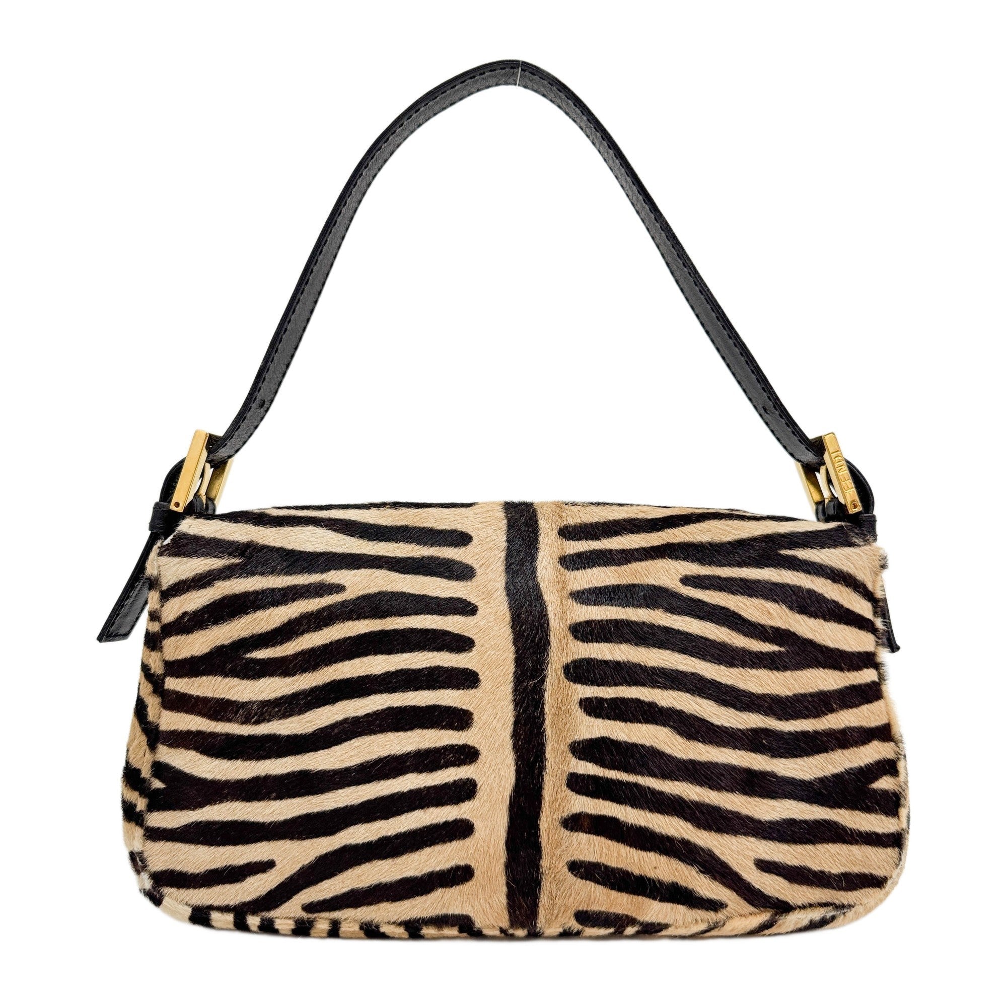 Baguette Brown Zebra Print Pony Hair Shoulder Bag