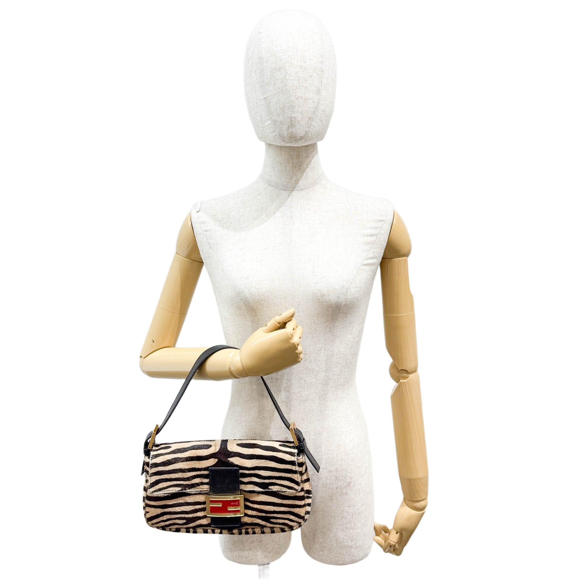 Baguette Brown Zebra Print Pony Hair Shoulder Bag