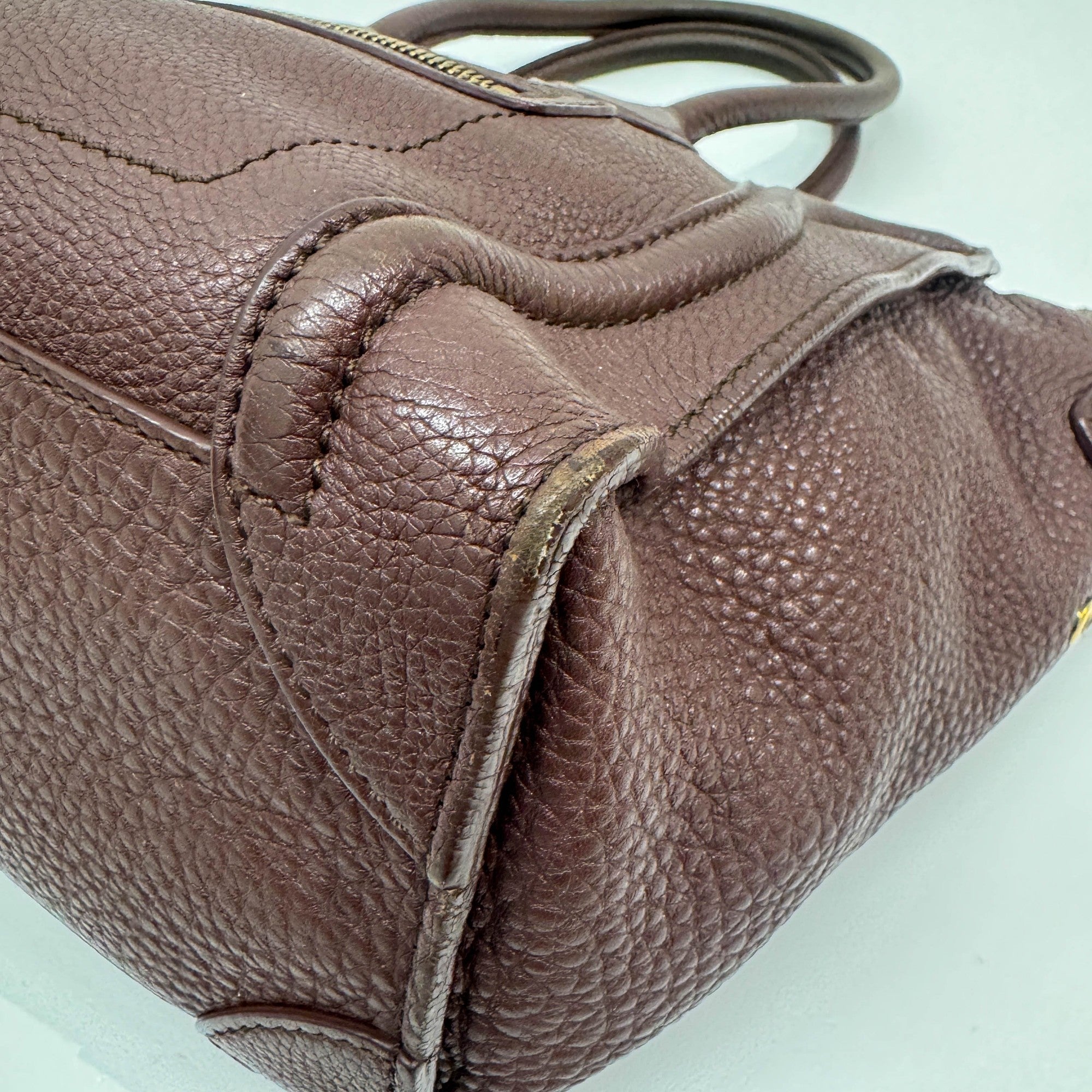 Micro Luggage Brown Leather Hand Bag