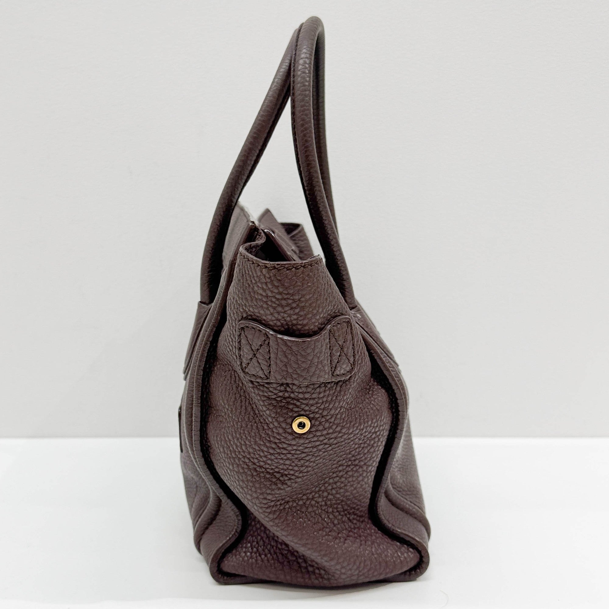 Micro Luggage Brown Leather Hand Bag