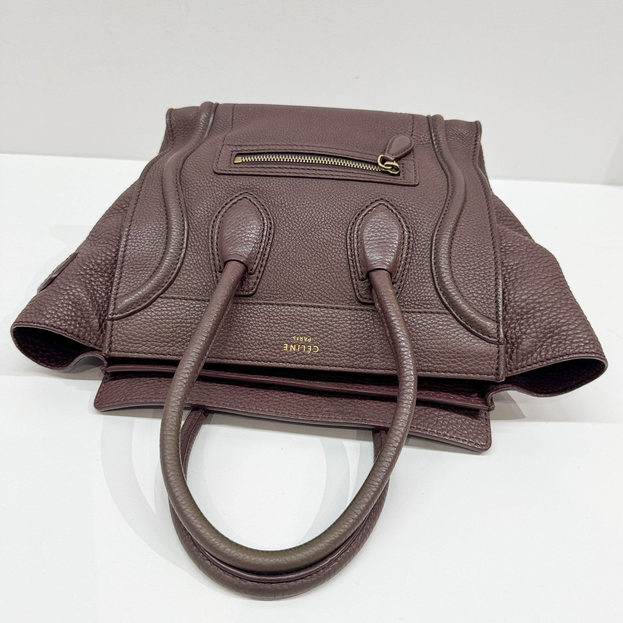 Micro Luggage Brown Leather Hand Bag