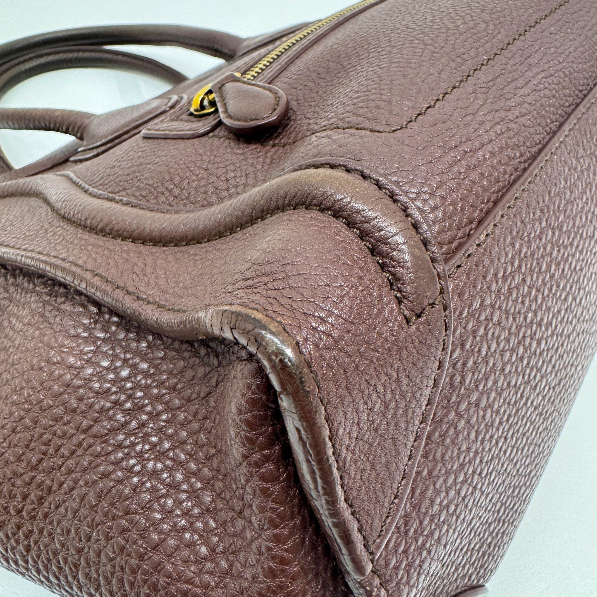 Micro Luggage Brown Leather Hand Bag
