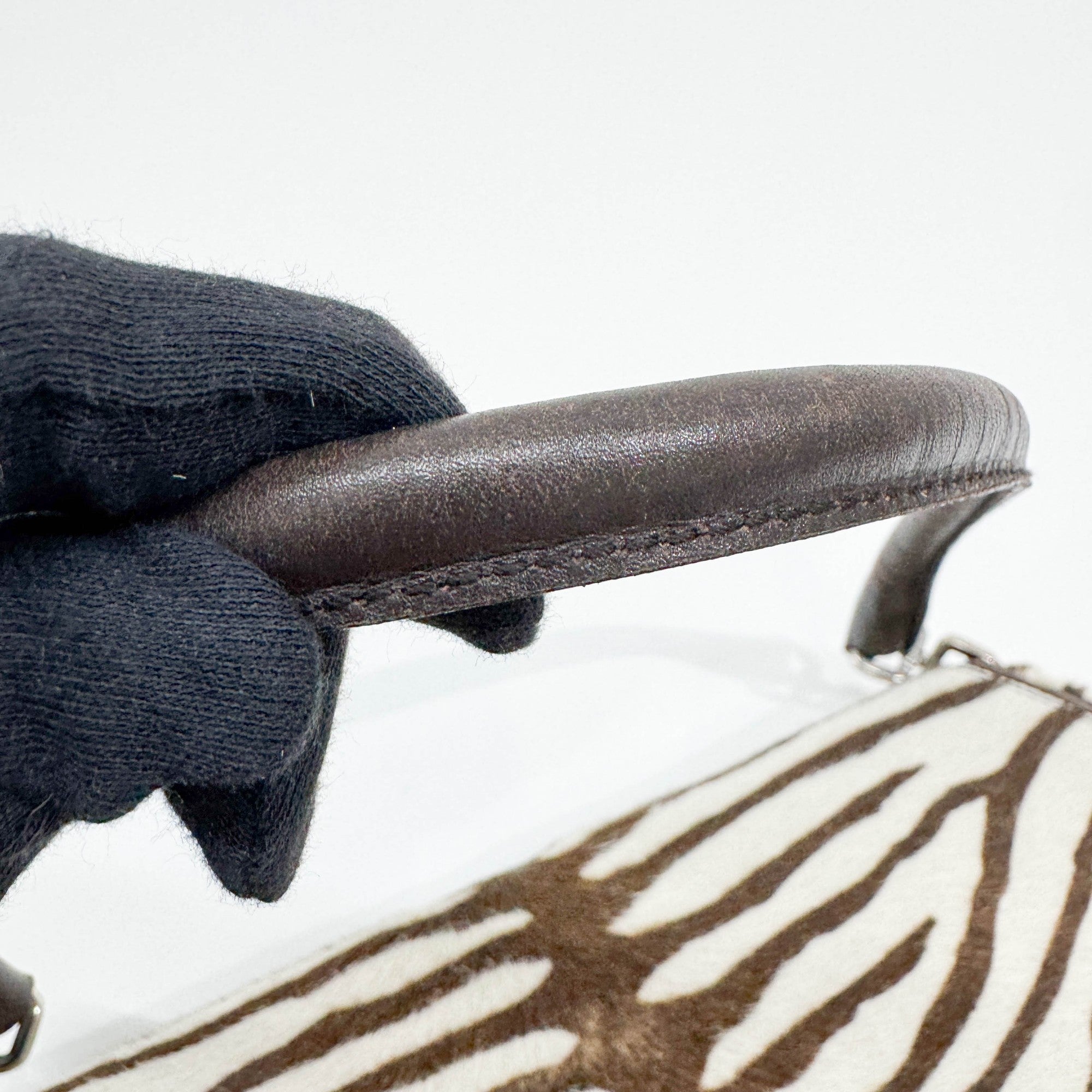 Harako Brown & White Zebra Print Pony Hair Shoulder Bag