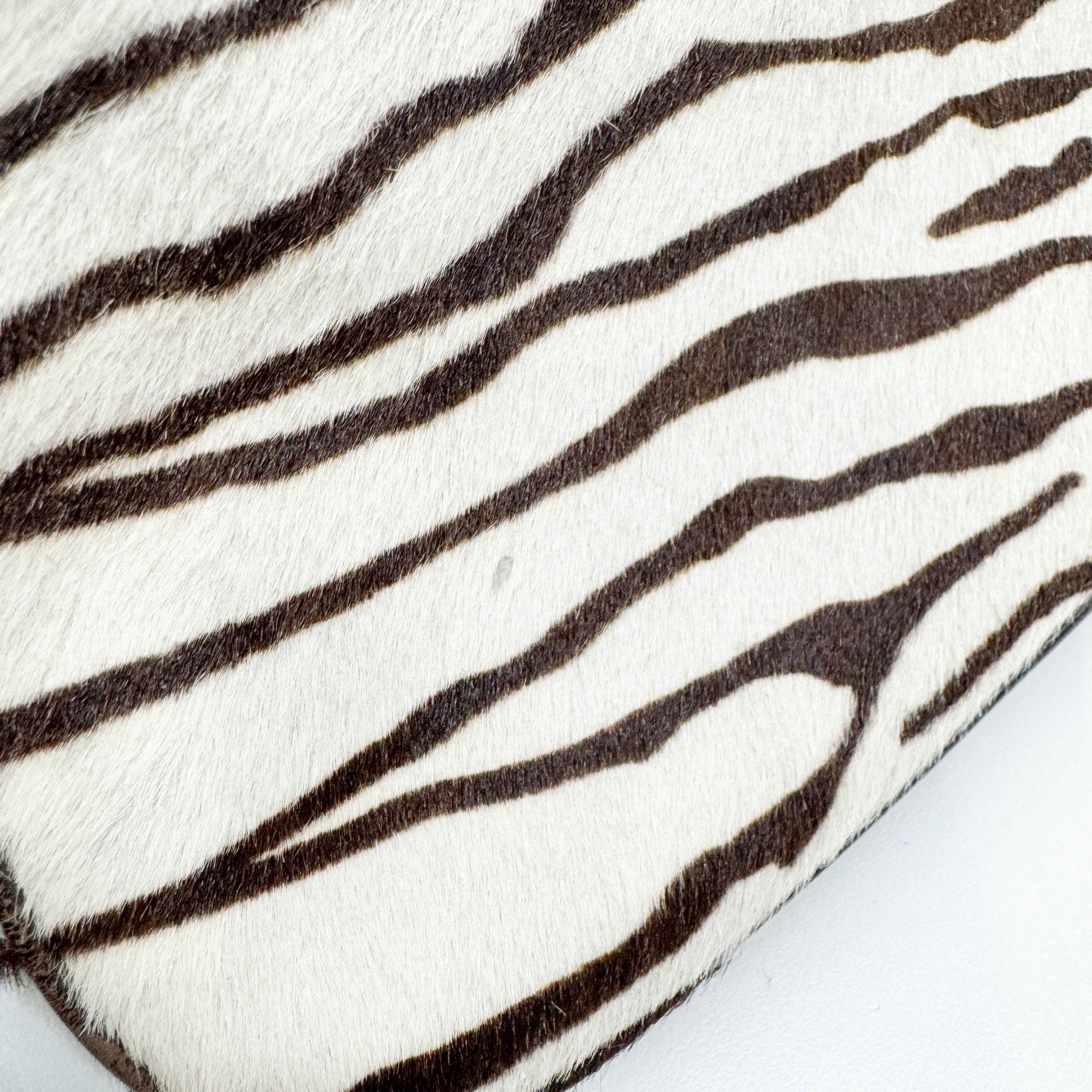 Harako Brown & White Zebra Print Pony Hair Shoulder Bag