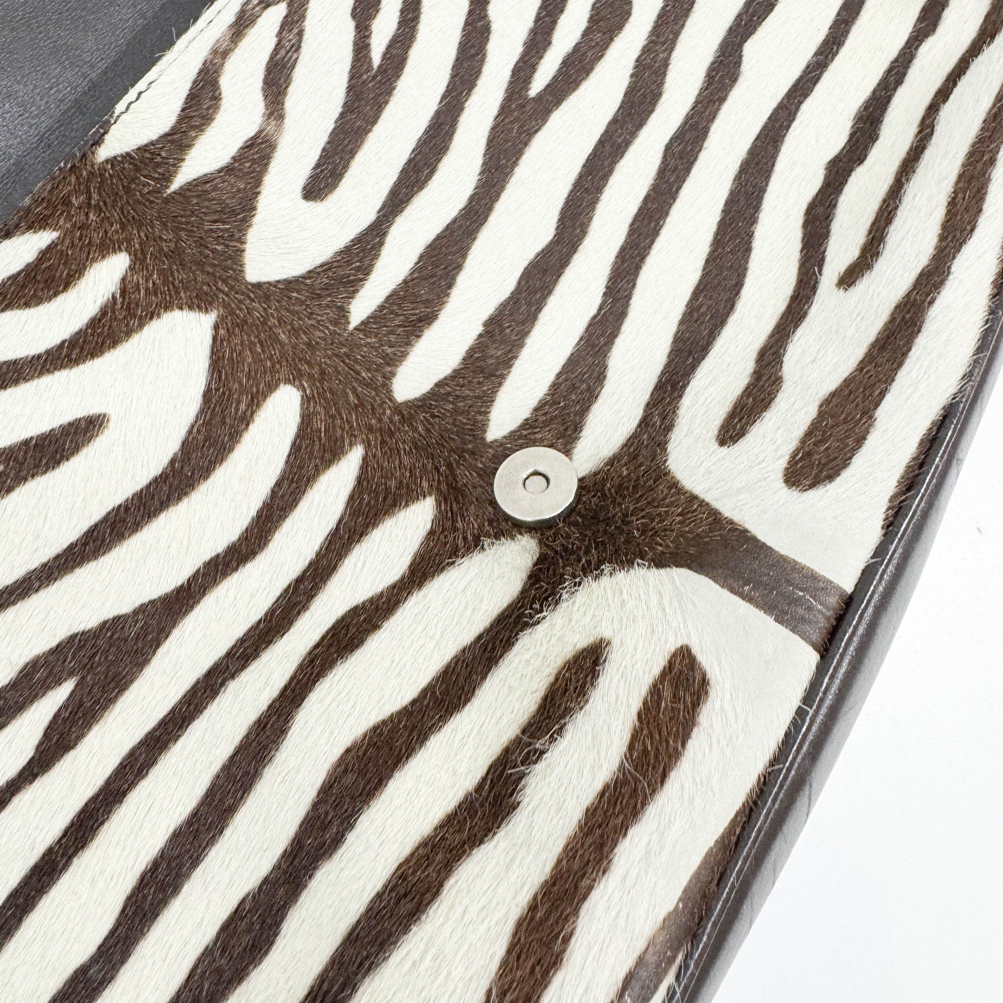 Harako Brown & White Zebra Print Pony Hair Shoulder Bag