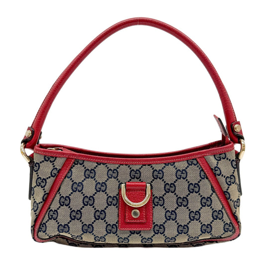 Abbey Red Trim Tan GG Canvas Shoulder Bag