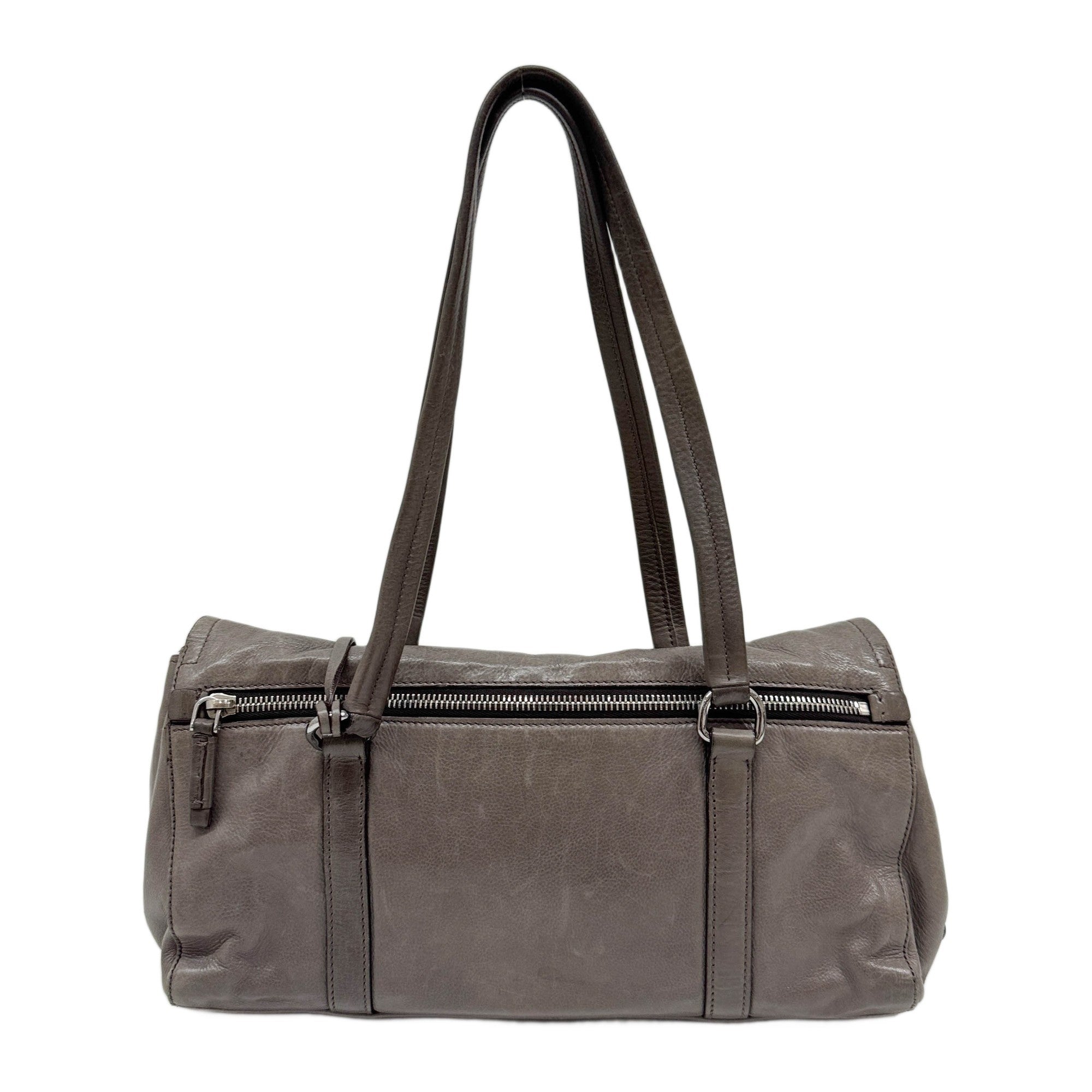 Sound Lock Gray Leather Shoulder Bag