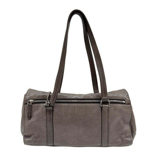 Sound Lock Gray Leather Shoulder Bag