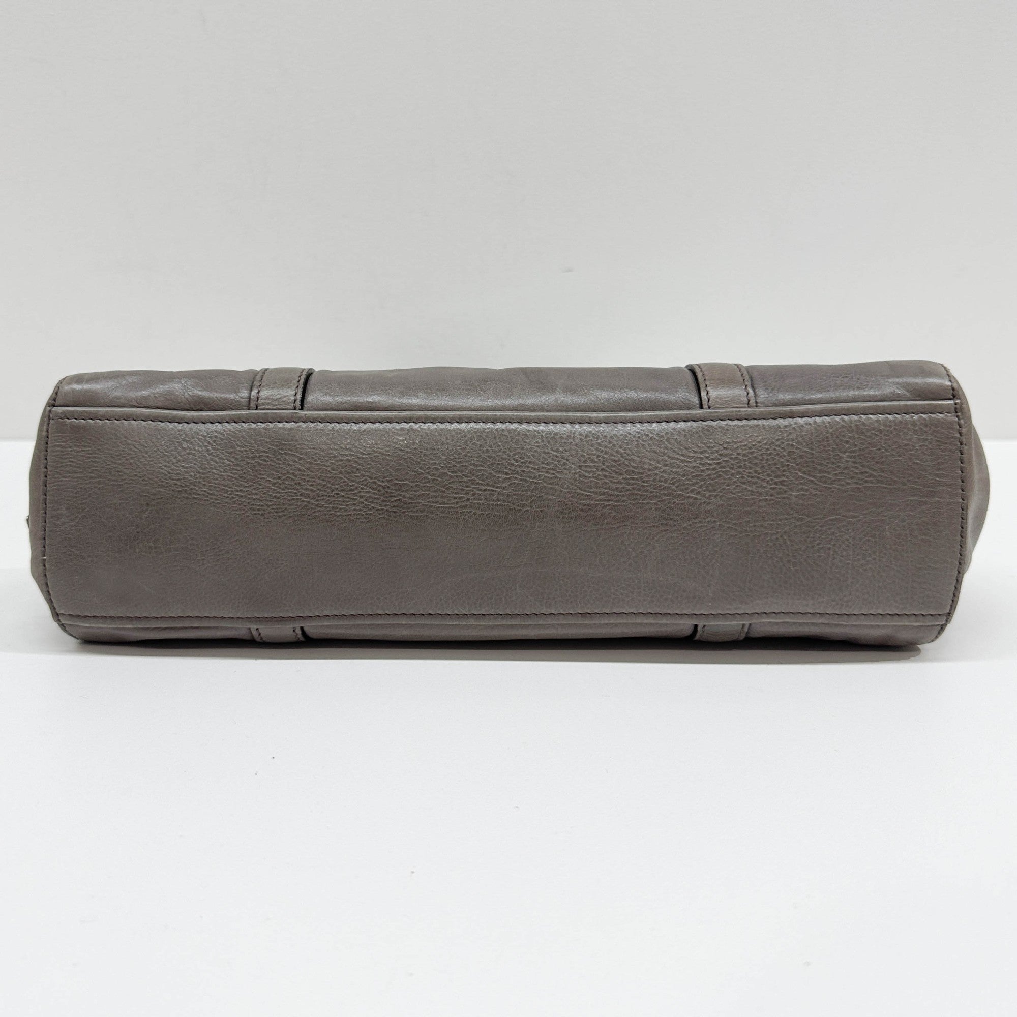 Sound Lock Gray Leather Shoulder Bag