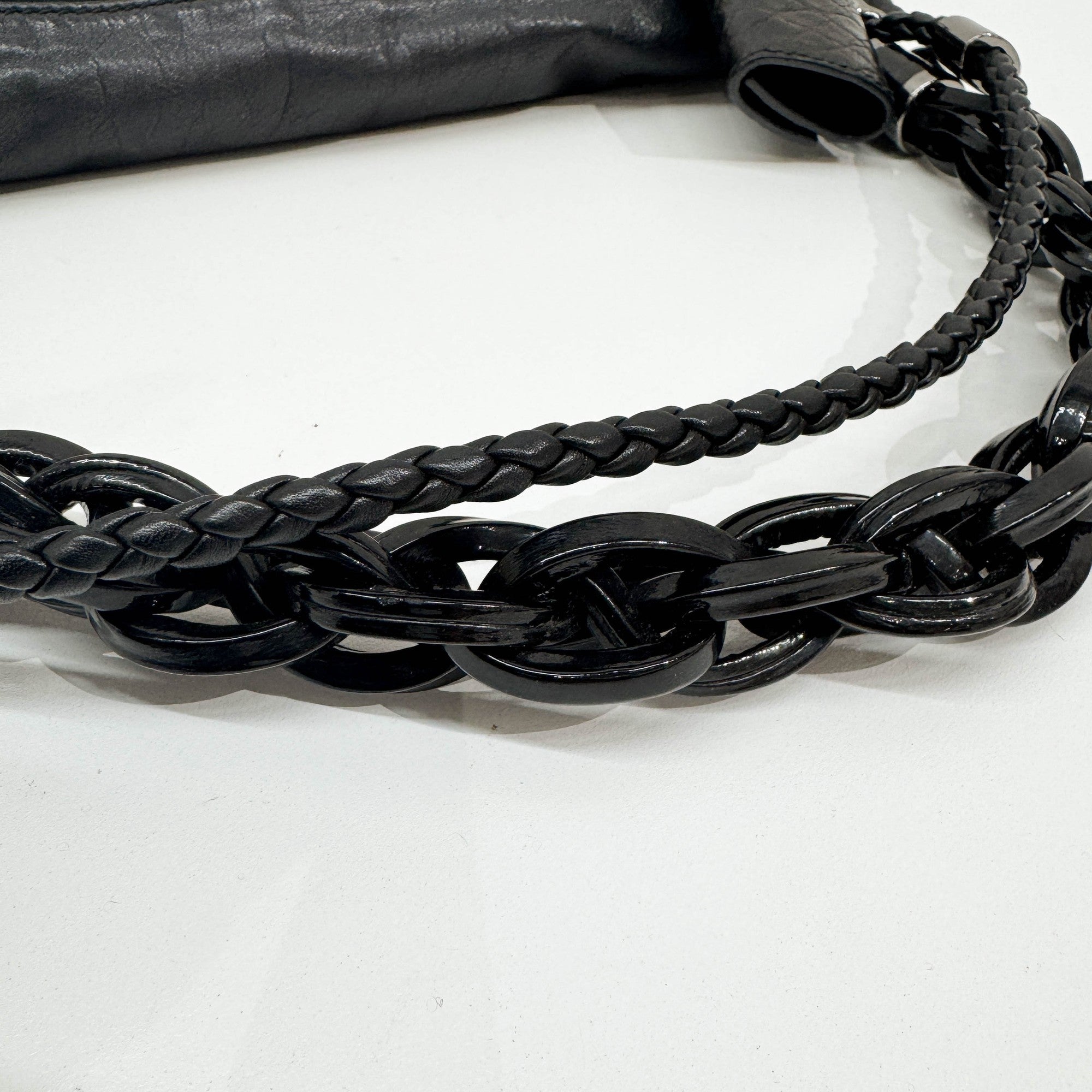 Studded Black Leather Shoulder Bag