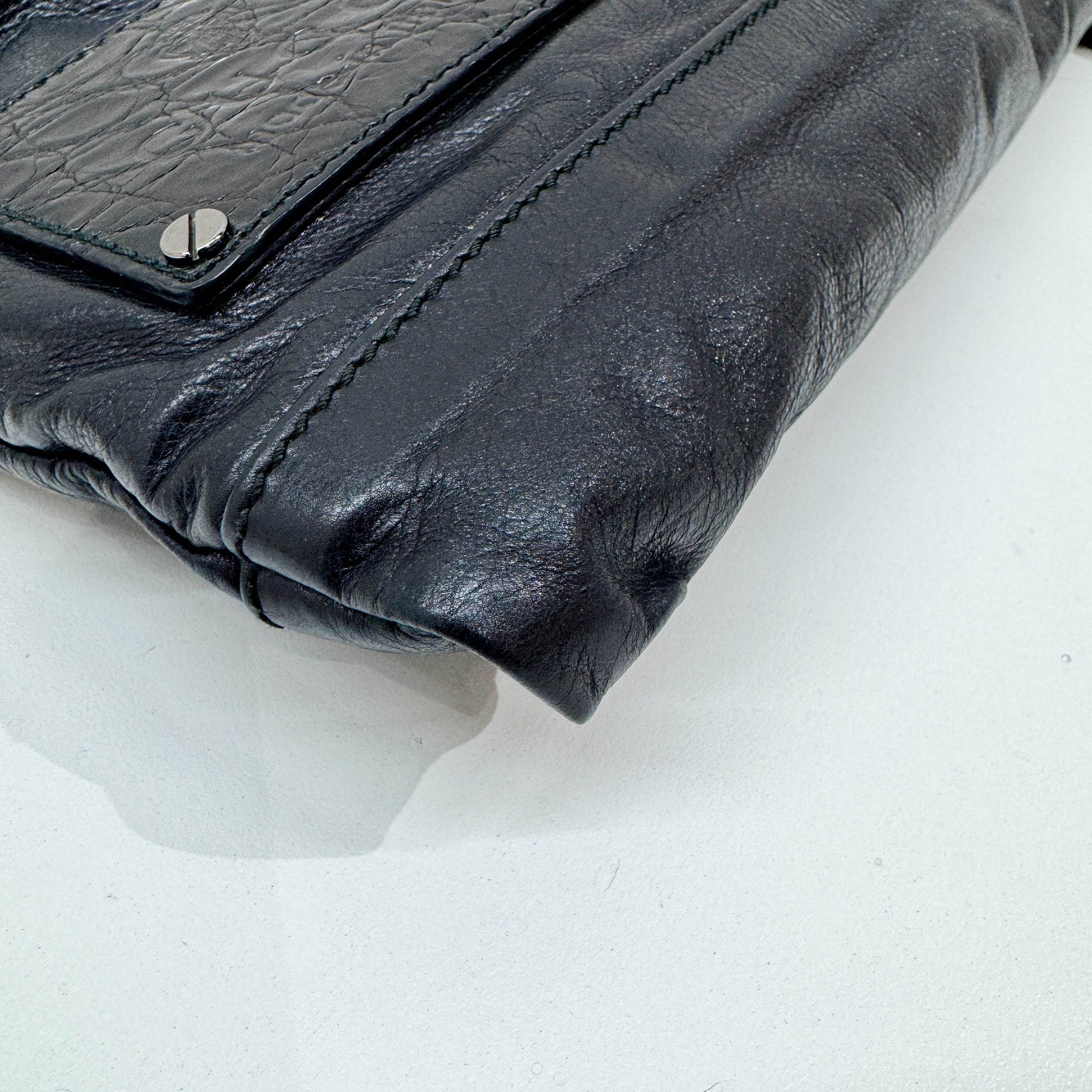 Studded Black Leather Shoulder Bag