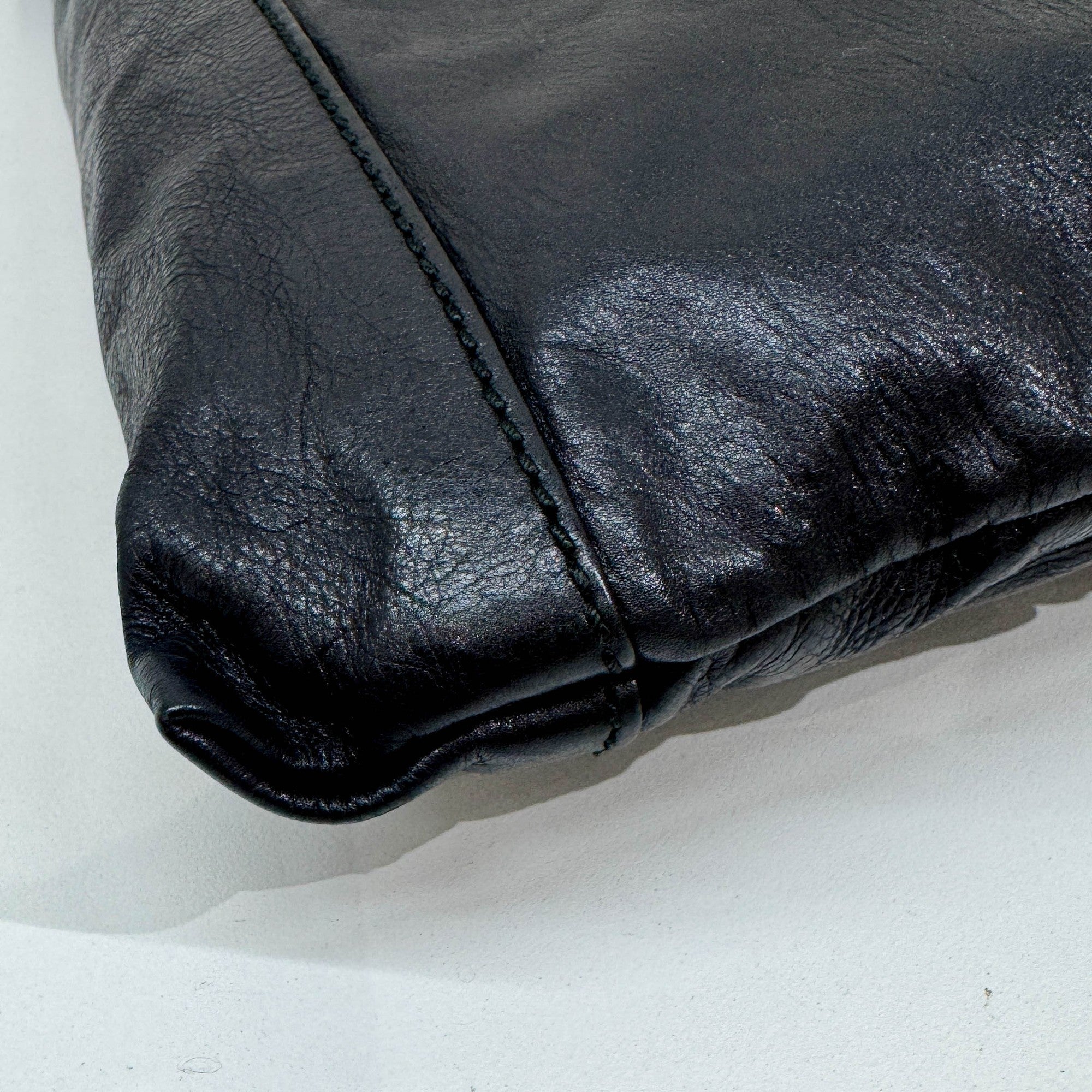 Studded Black Leather Shoulder Bag