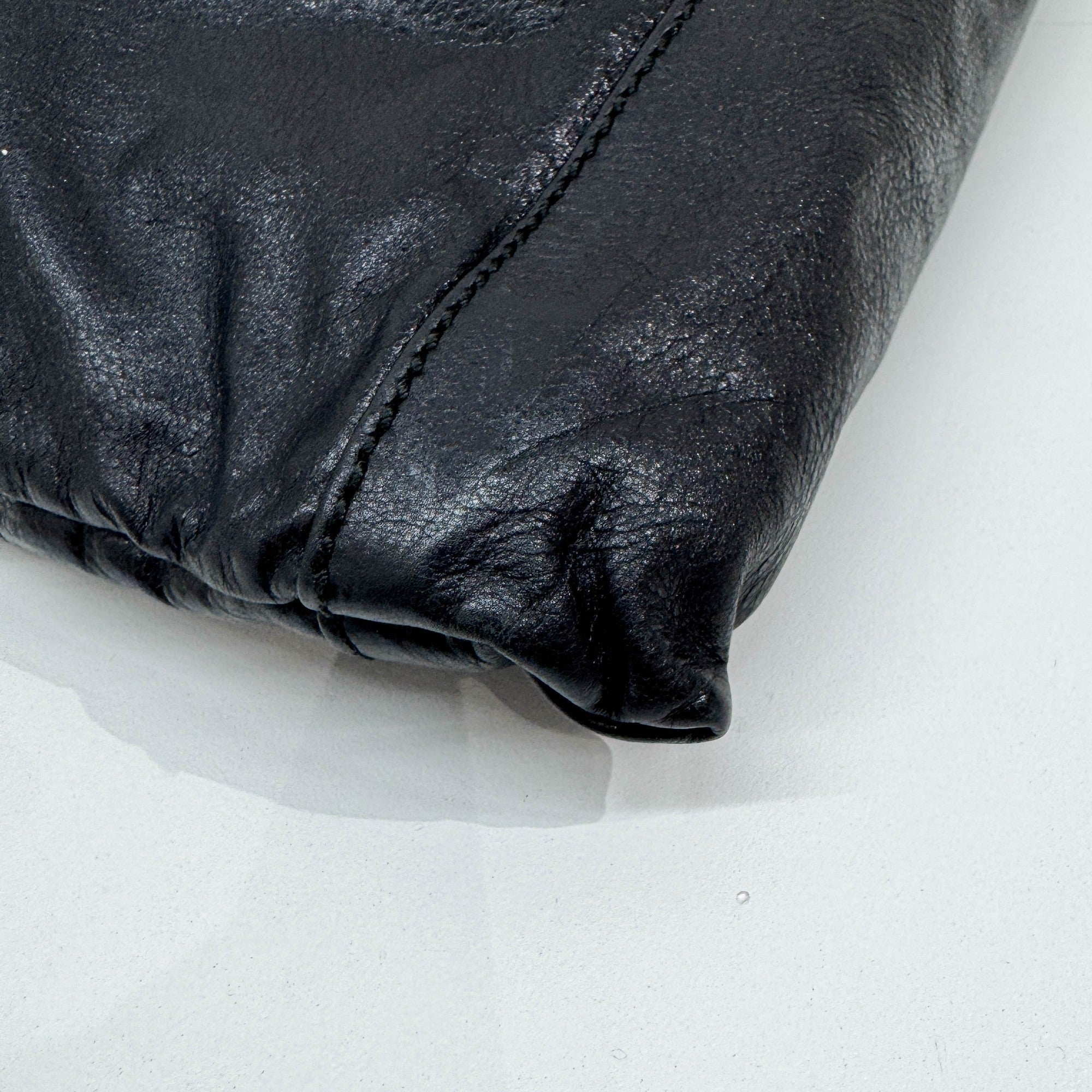 Studded Black Leather Shoulder Bag