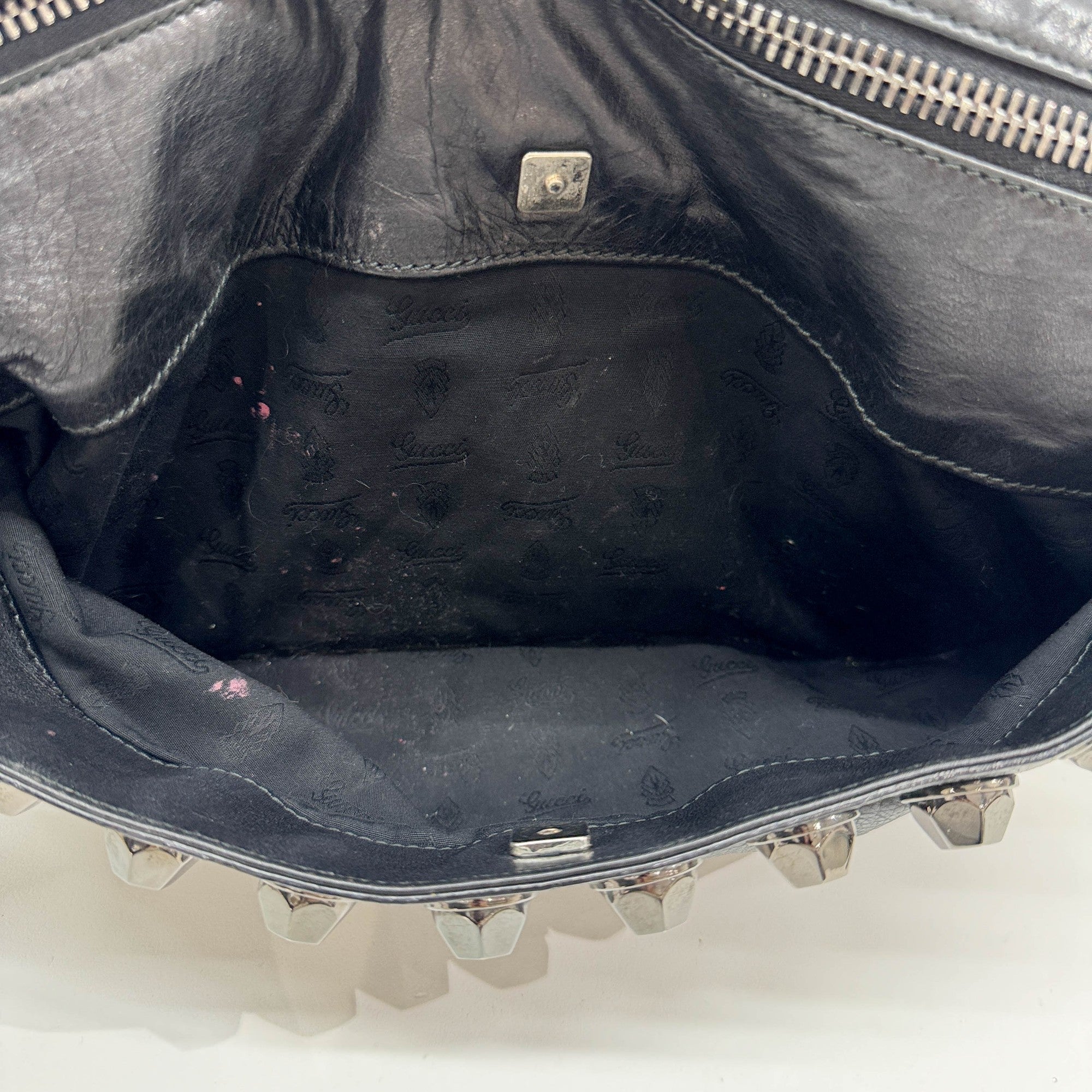 Studded Black Leather Shoulder Bag