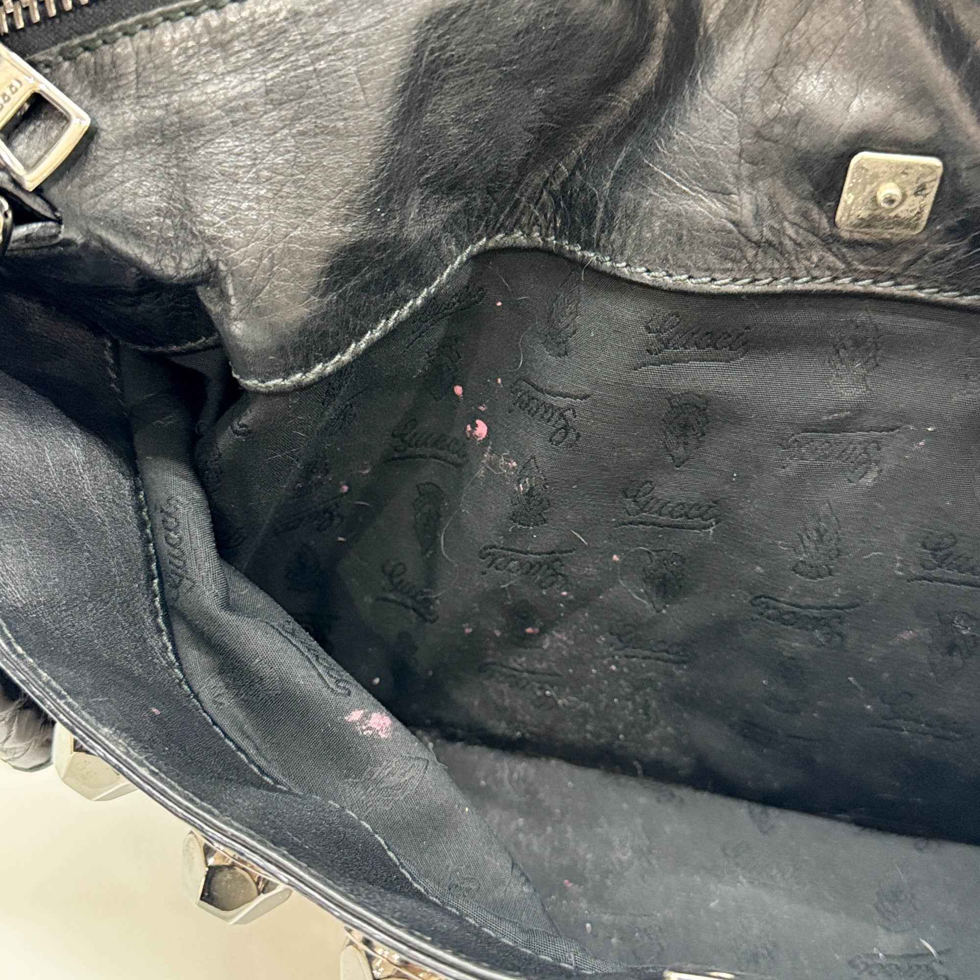 Studded Black Leather Shoulder Bag