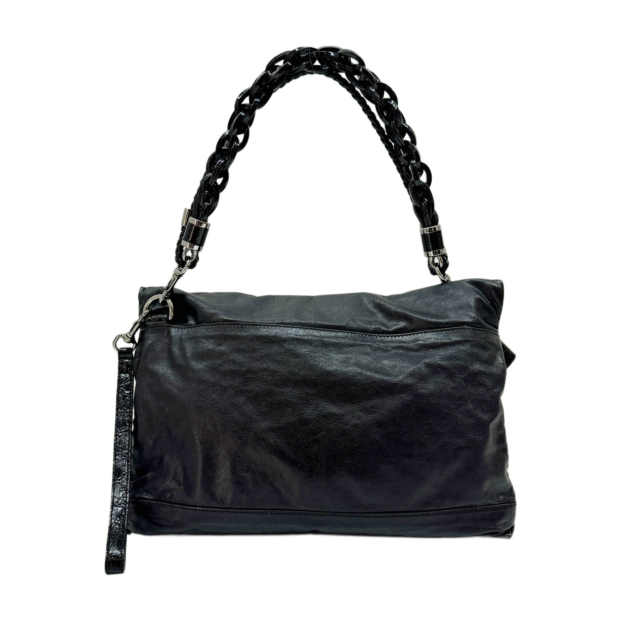 Studded Black Leather Shoulder Bag