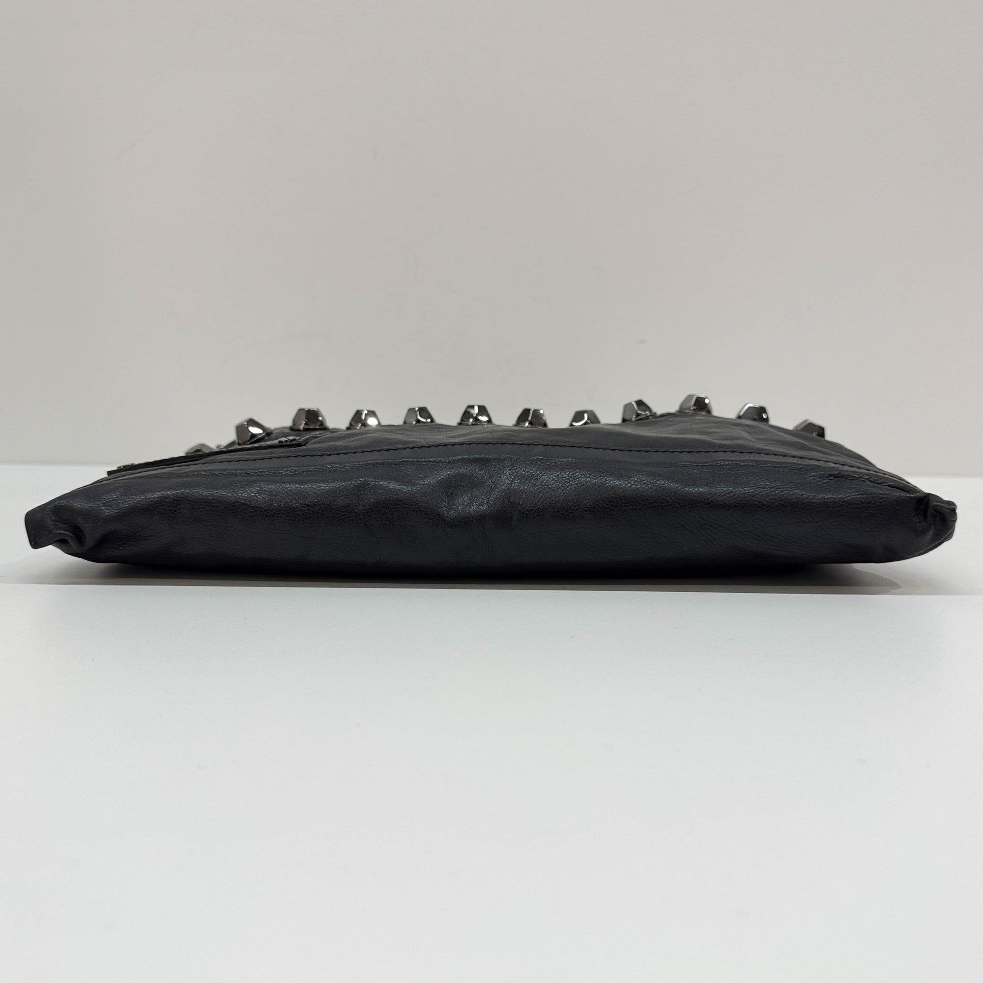 Studded Black Leather Shoulder Bag