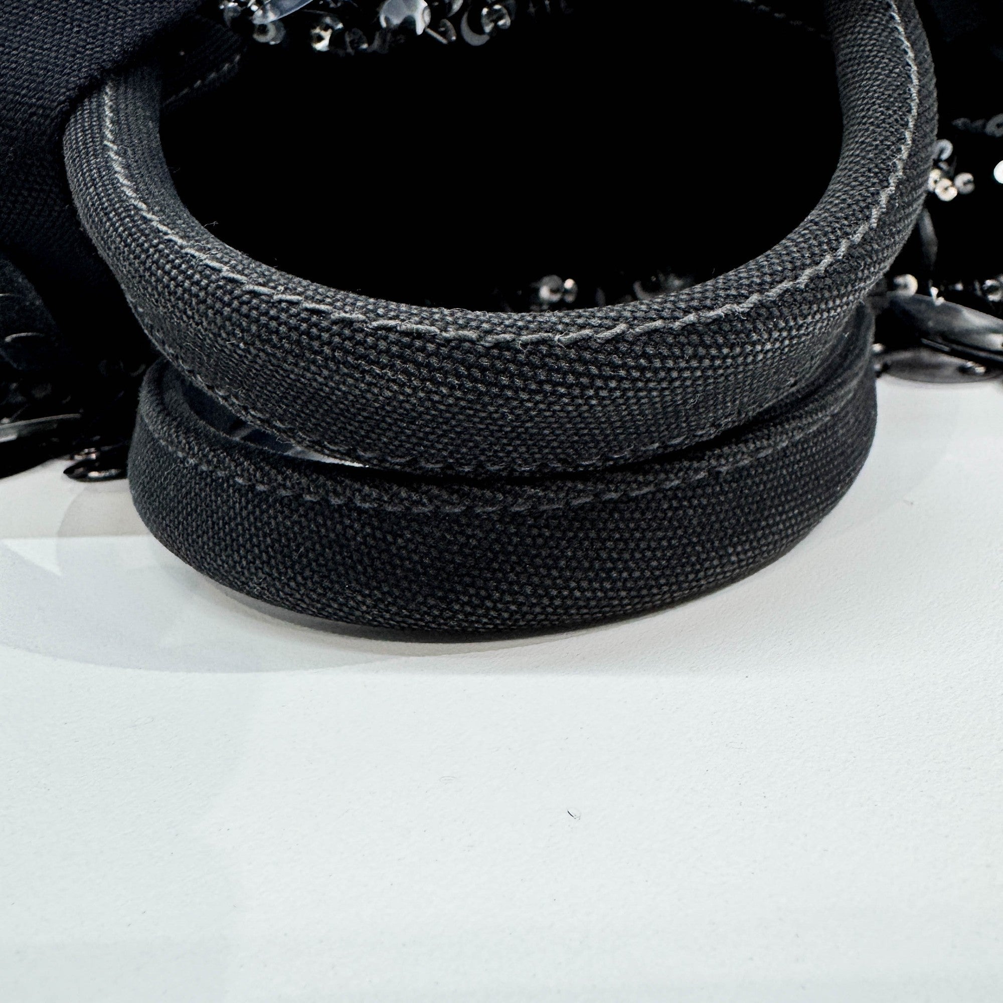 Sequin Fringe Black Canvas Two Way Bag