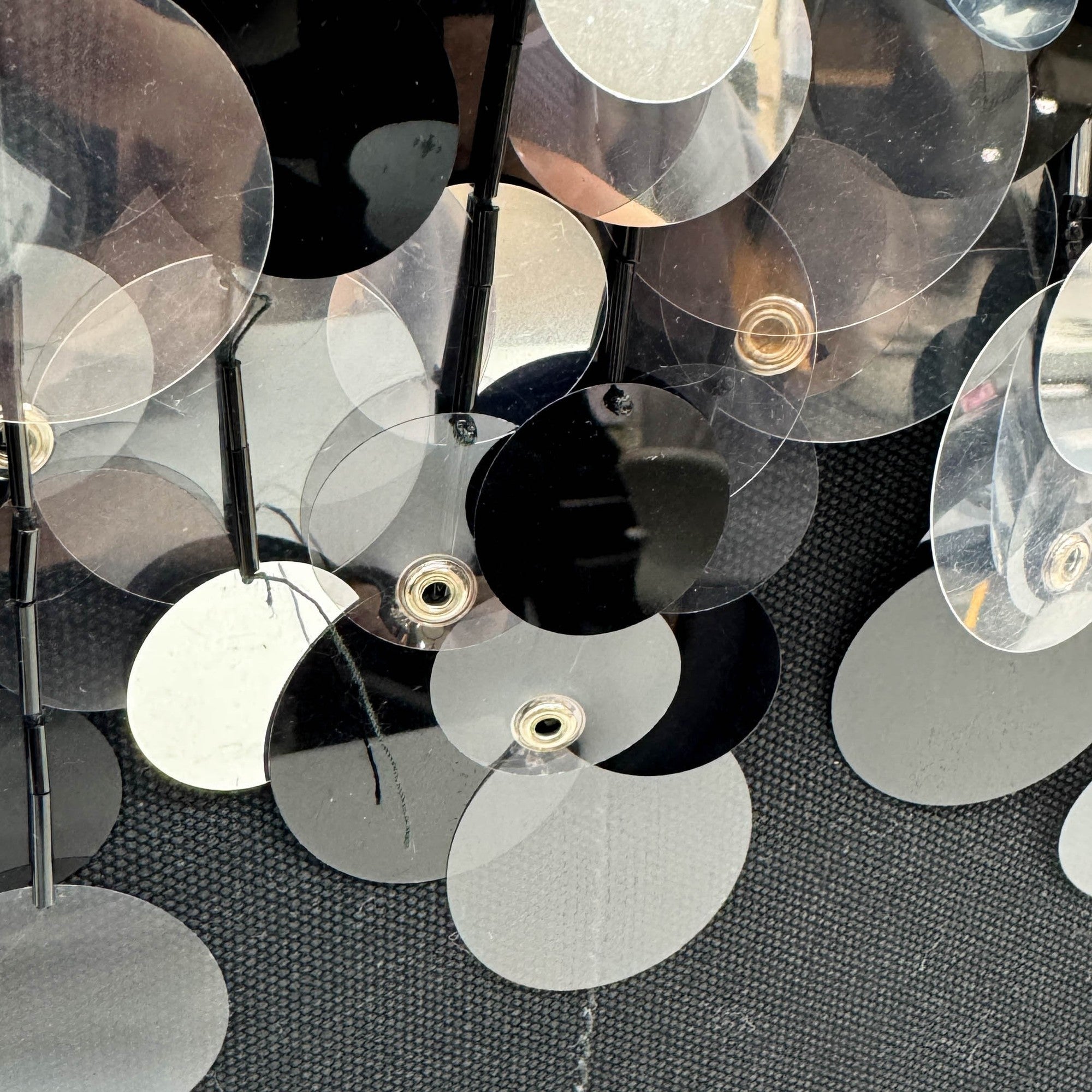 Sequin Fringe Black Canvas Two Way Bag