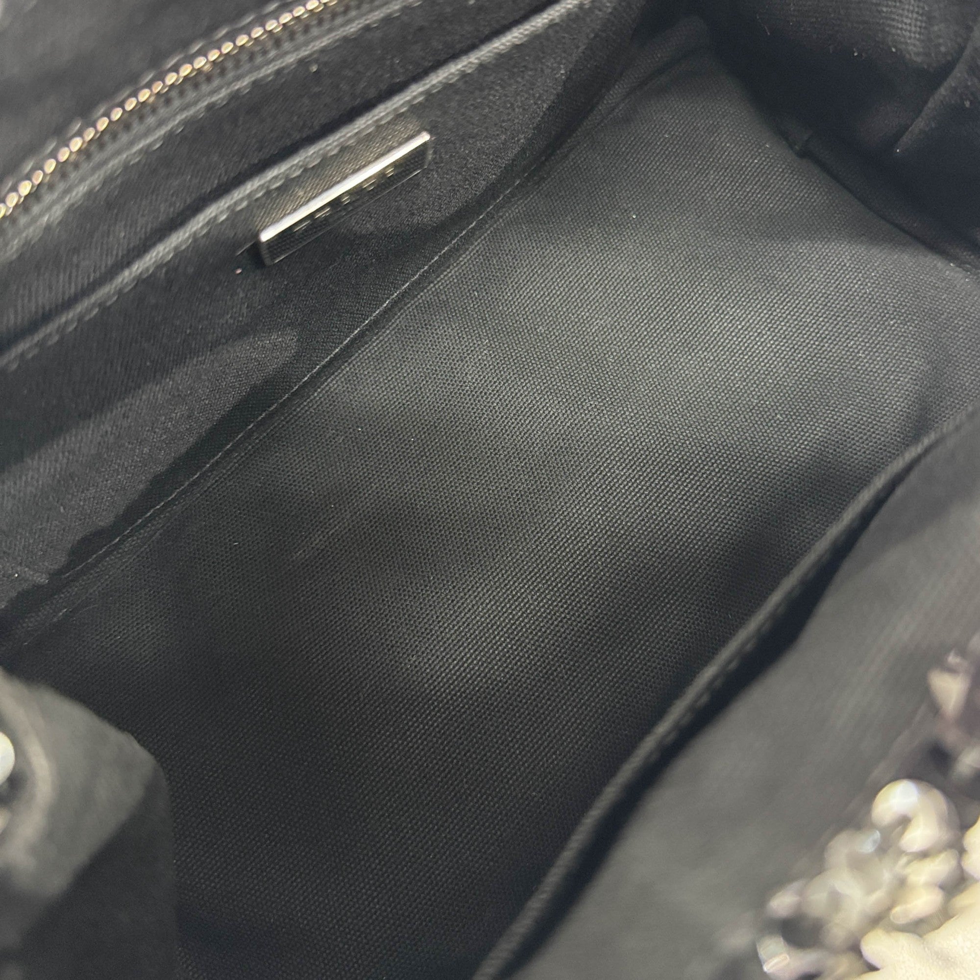 Sequin Fringe Black Canvas Two Way Bag