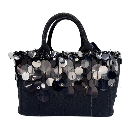 Sequin Fringe Black Canvas Two Way Bag