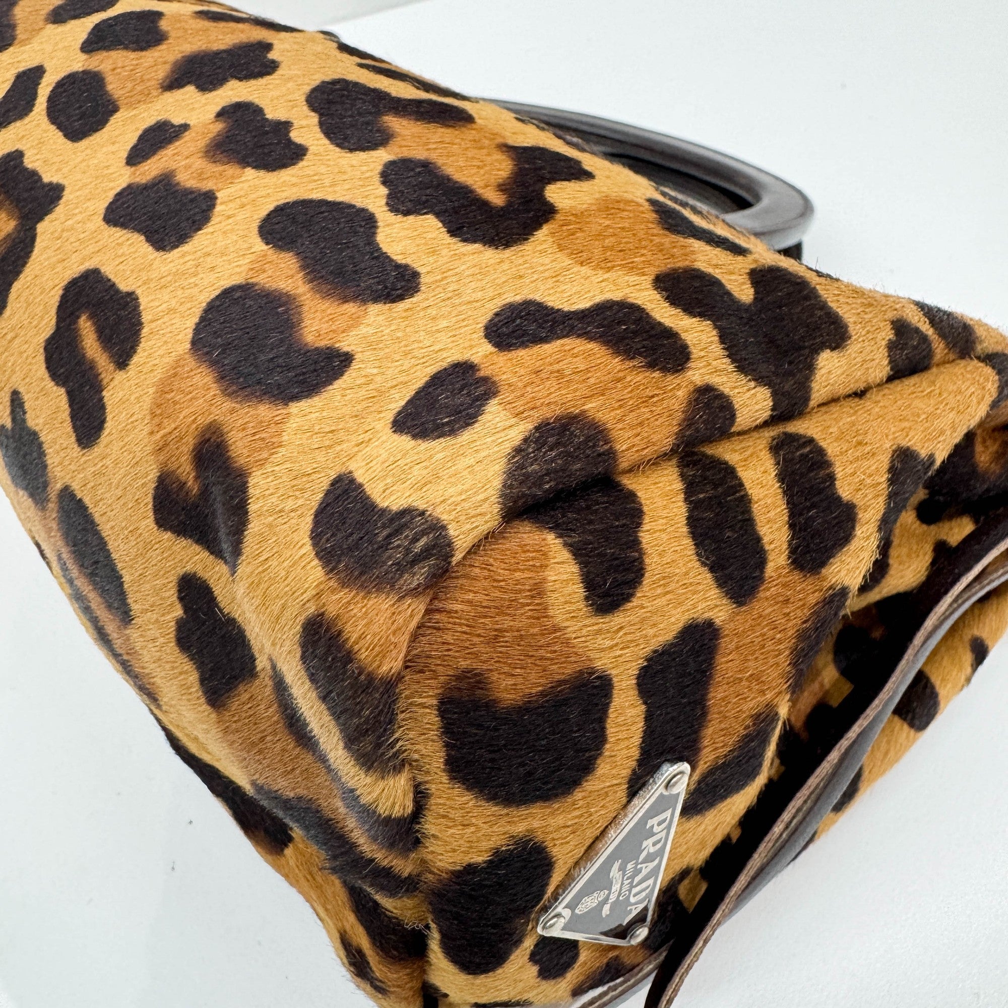 Harako Brown Leopard Print Pony Hair Hand Bag