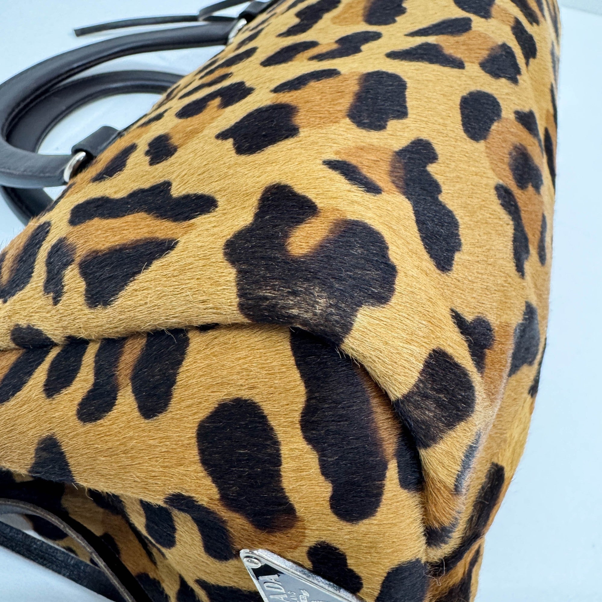 Harako Brown Leopard Print Pony Hair Hand Bag