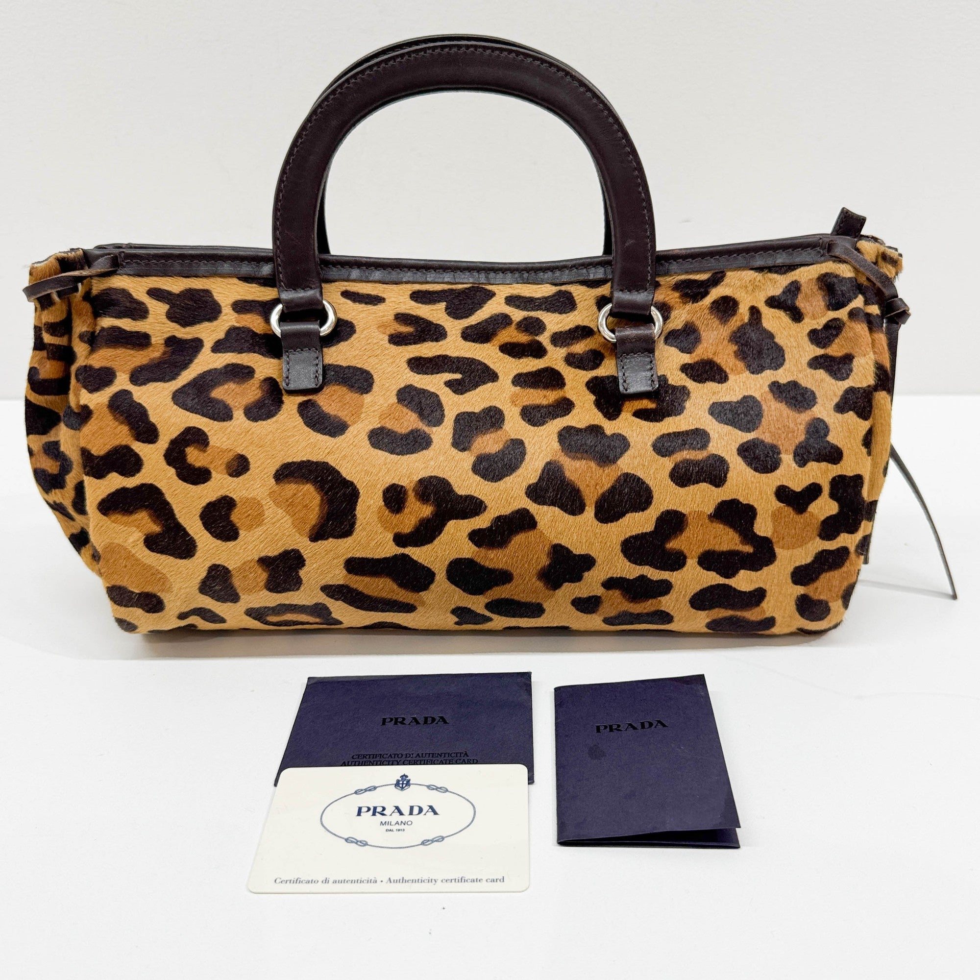 Harako Brown Leopard Print Pony Hair Hand Bag