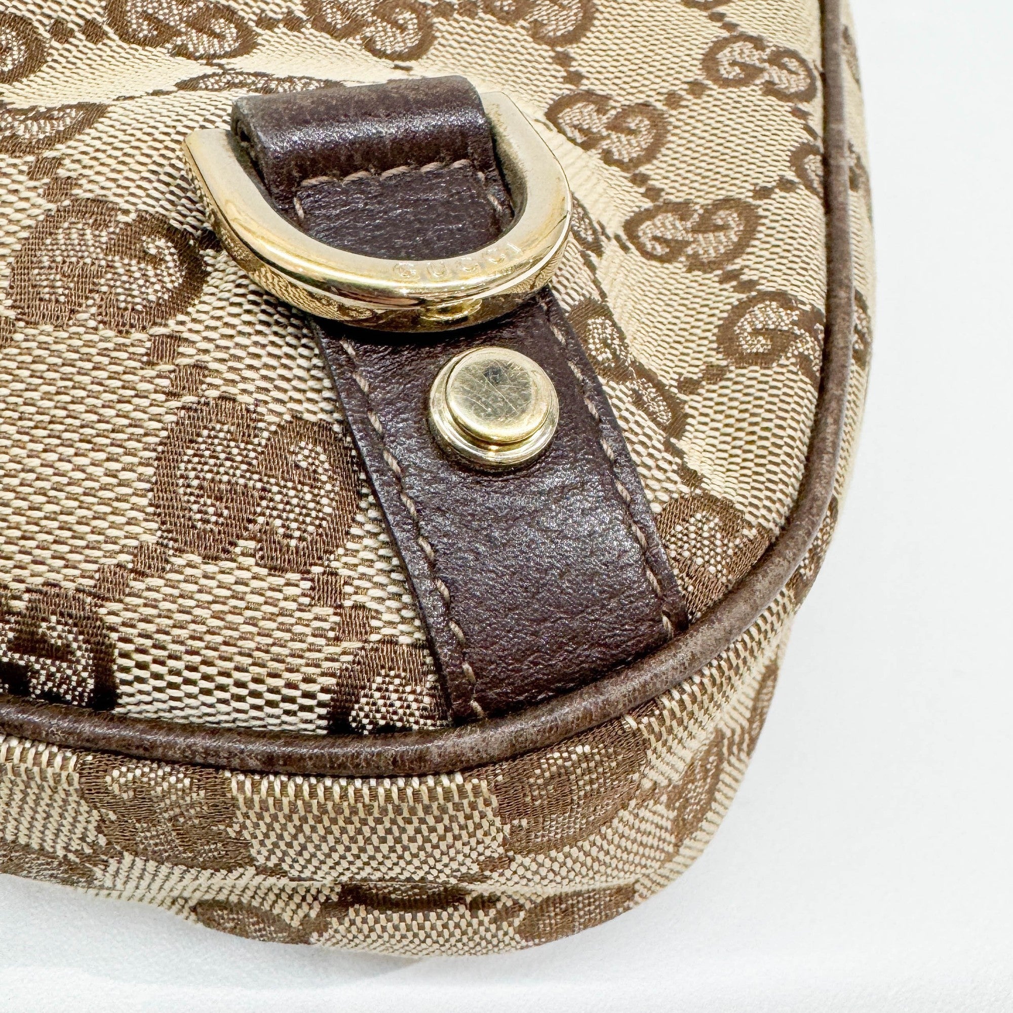 Abbey D-Ring Tan GG Canvas Shoulder Bag